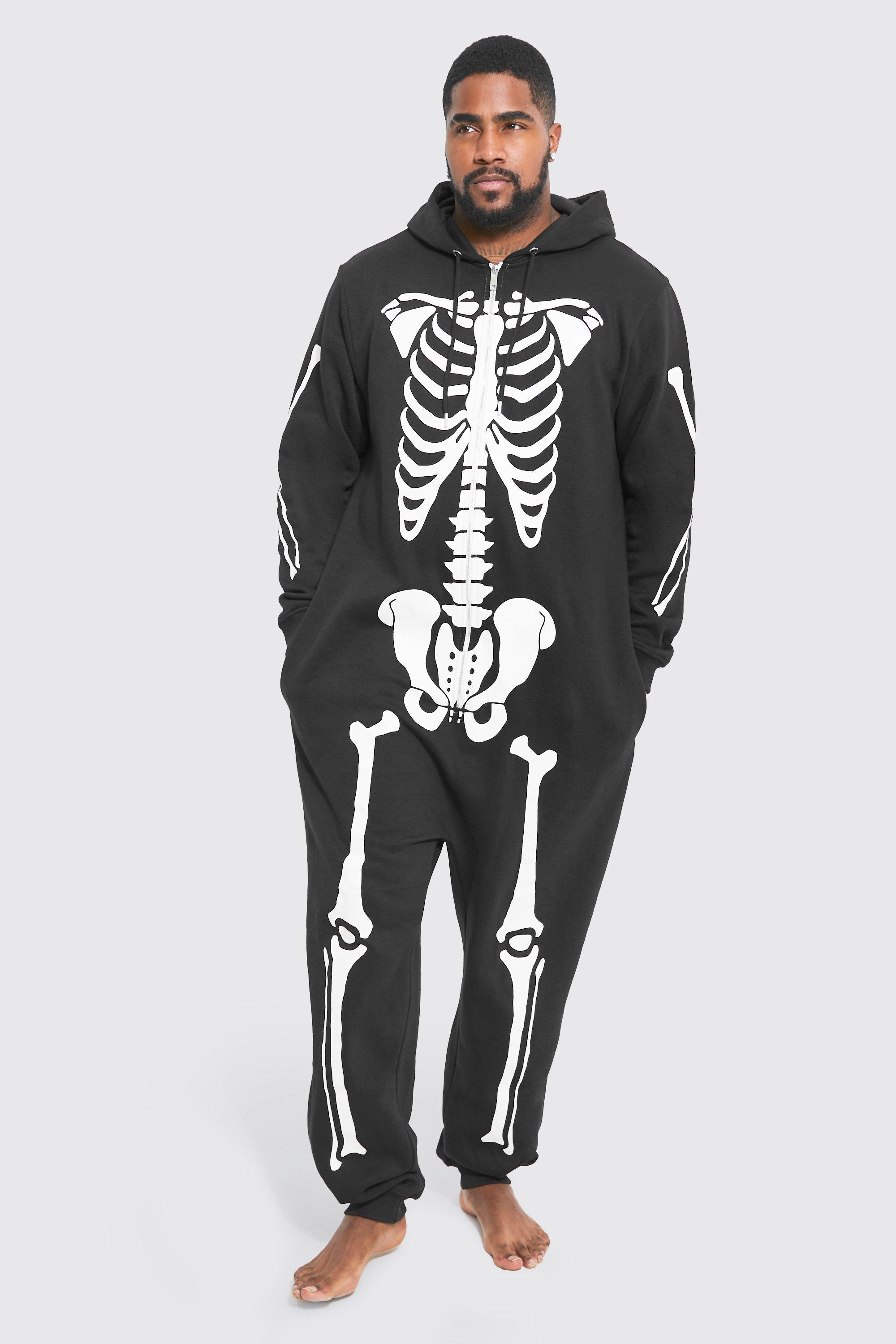 Plus Size Halloween Skeleton Onesie | BoohooMAN