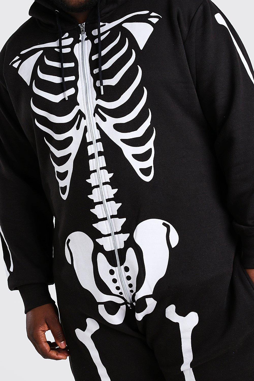 Plus Size Halloween Skeleton Onesie boohooMAN
