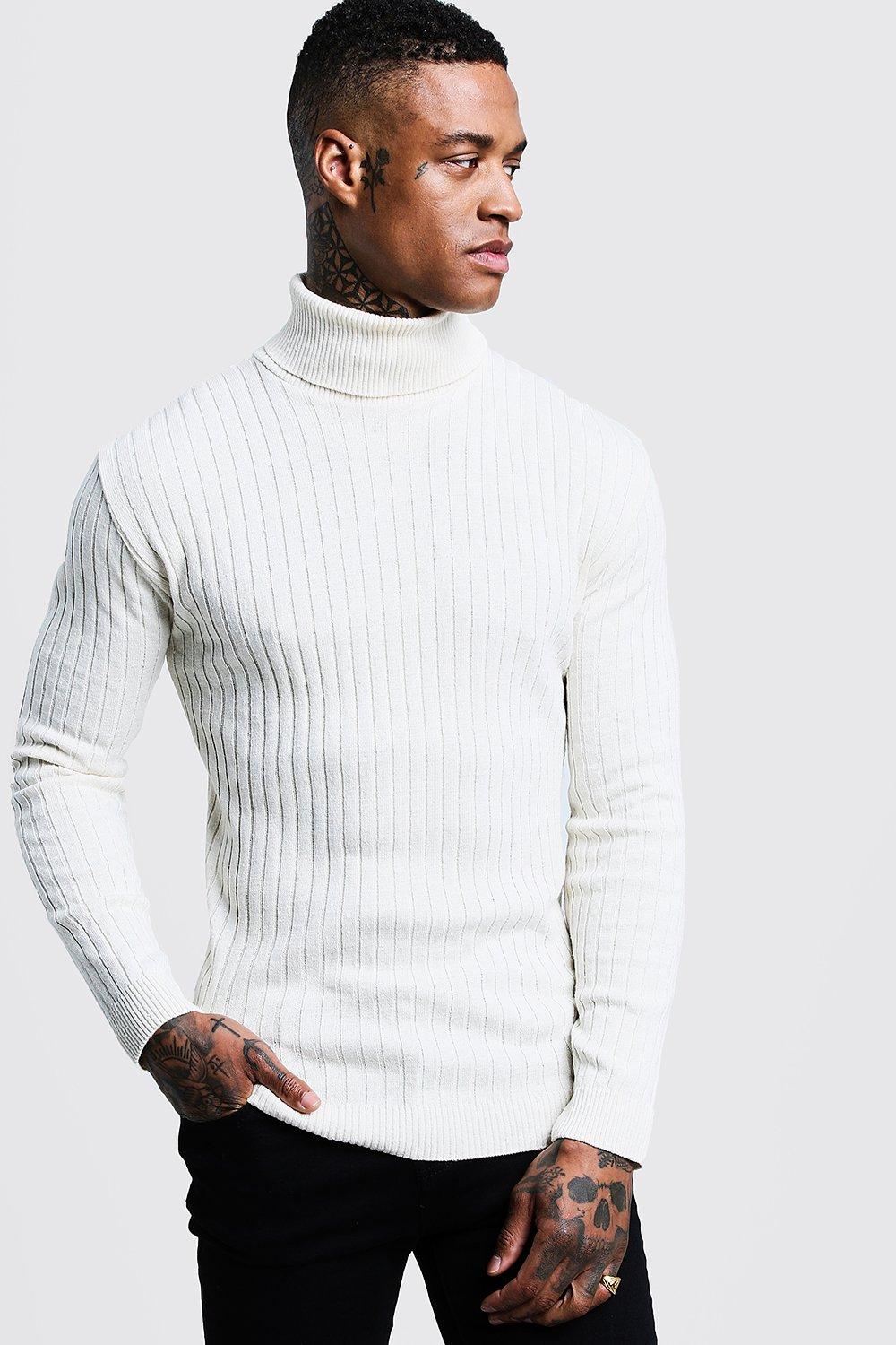 Muscle Roll Neck Ribbed Jumper