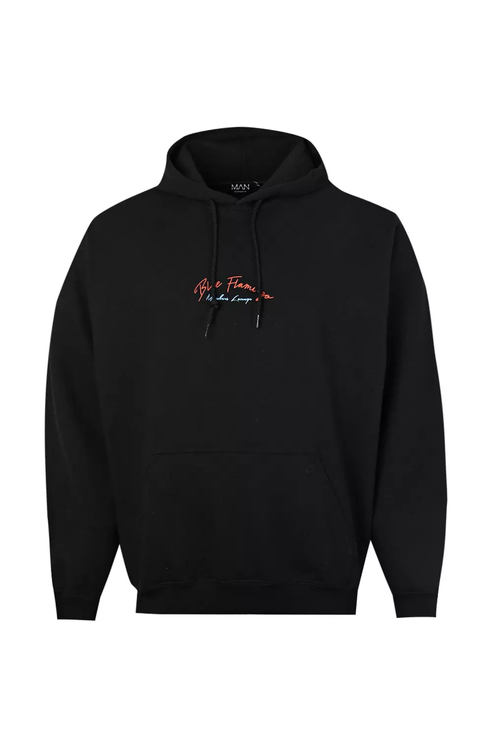 Oversized-Hoodie mit blauem Flamingo auf dem Rücken alternatives Bild