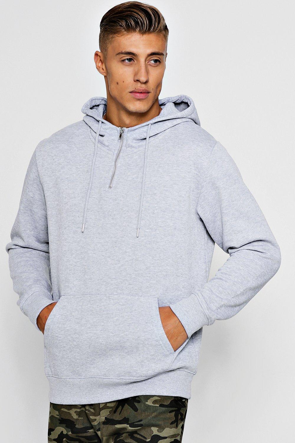 Half Zip Placket Fleece Hoodie - boohooMAN