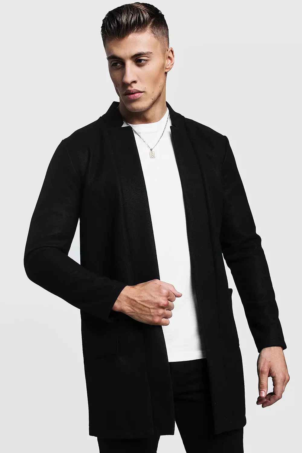 Edge To Edge Smart Wool Look Overcoat boohooMAN