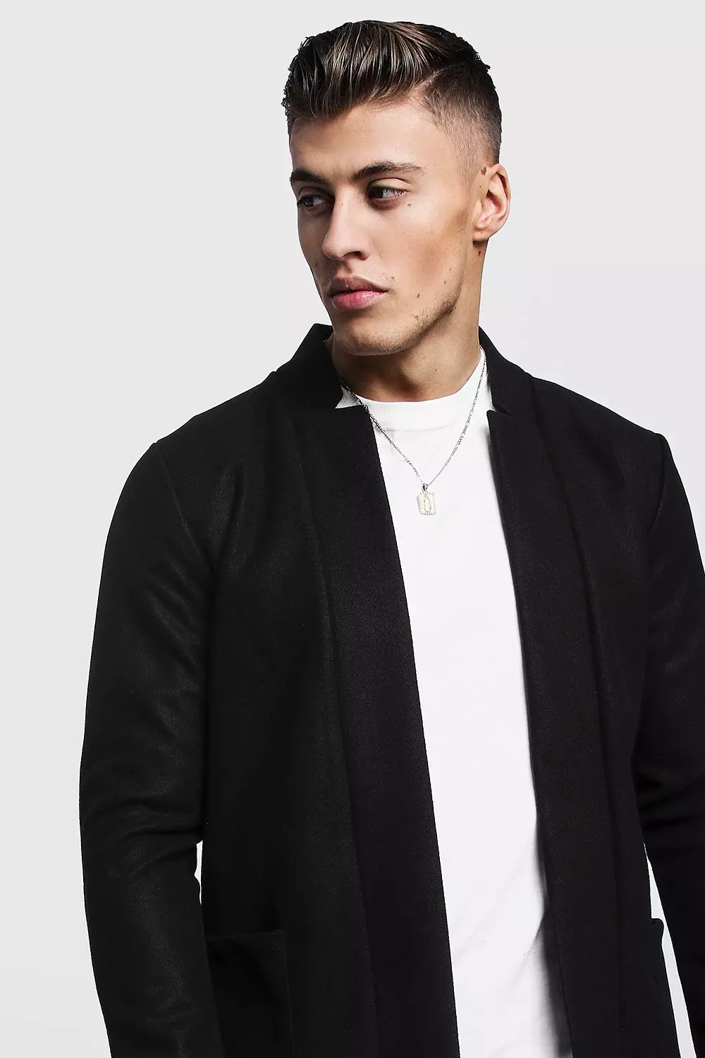 Edge To Edge Smart Wool Look Overcoat boohooMAN