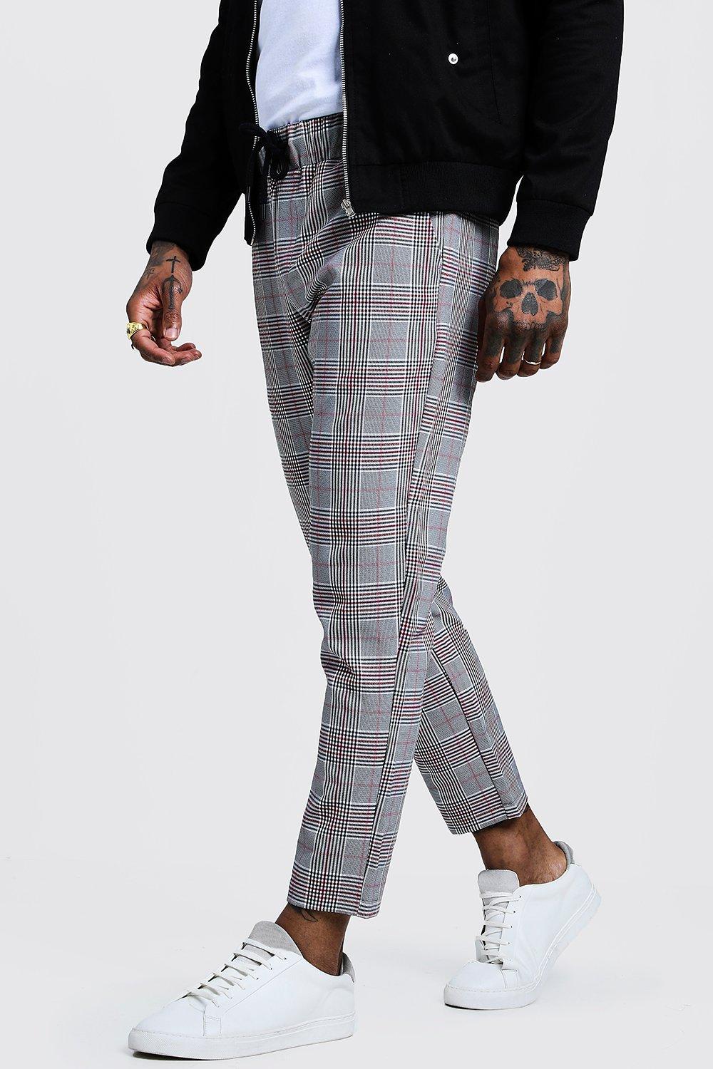 mens smart checked joggers