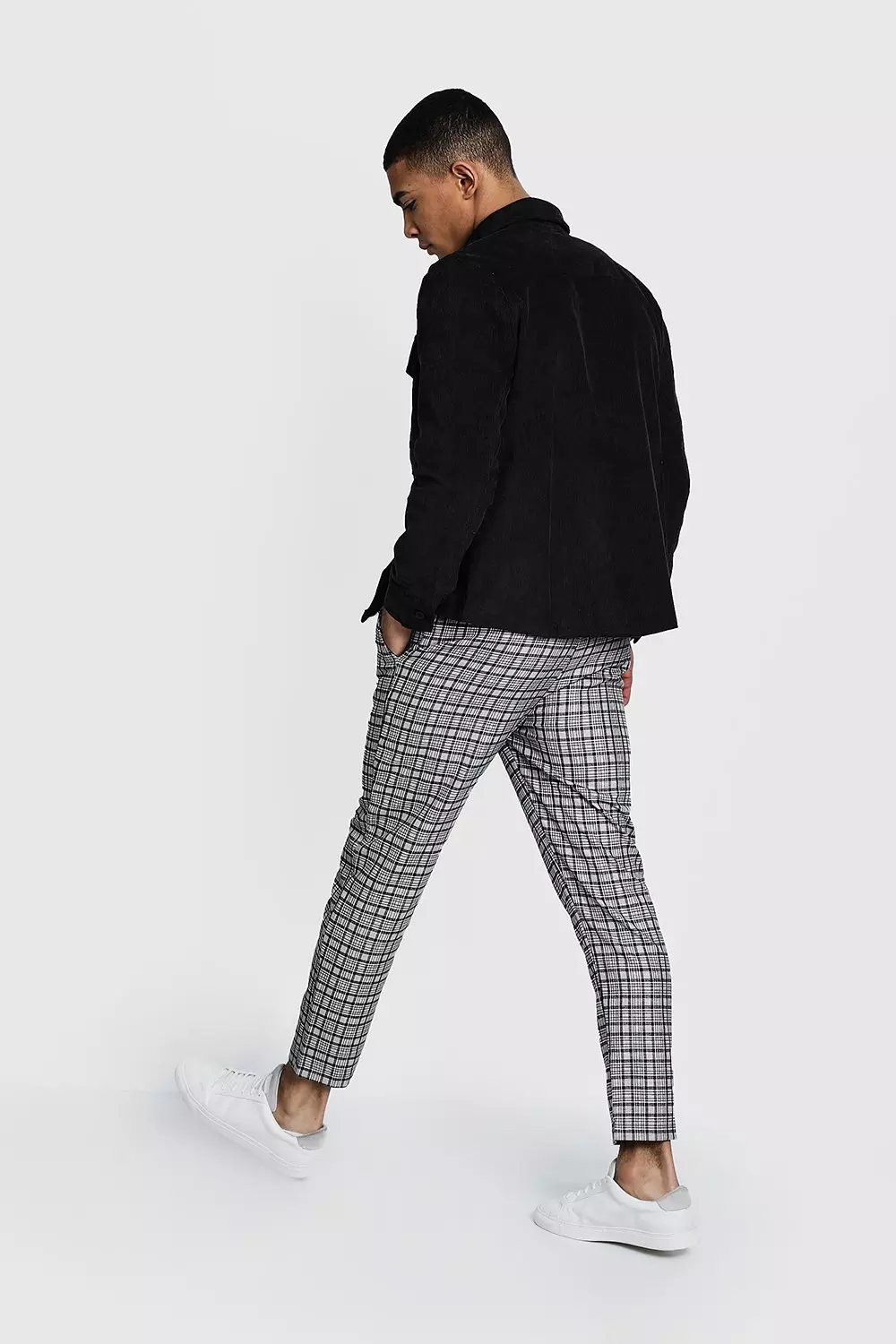 Smart Check Cropped Jogger Trouser boohooMAN UK