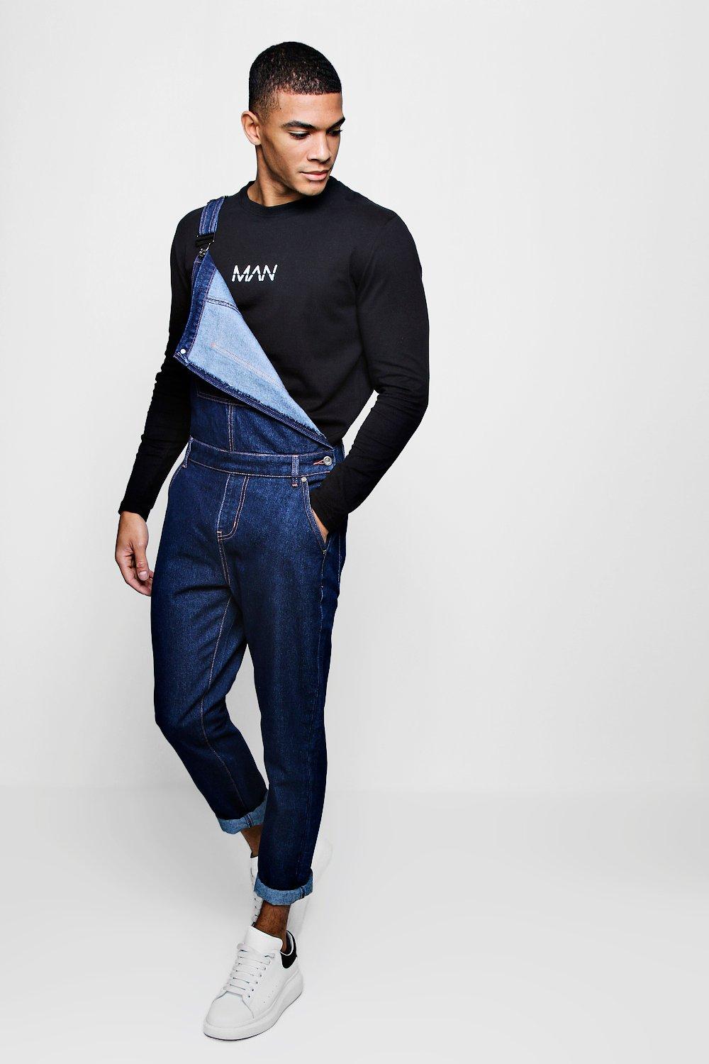 slim fit denim dungarees