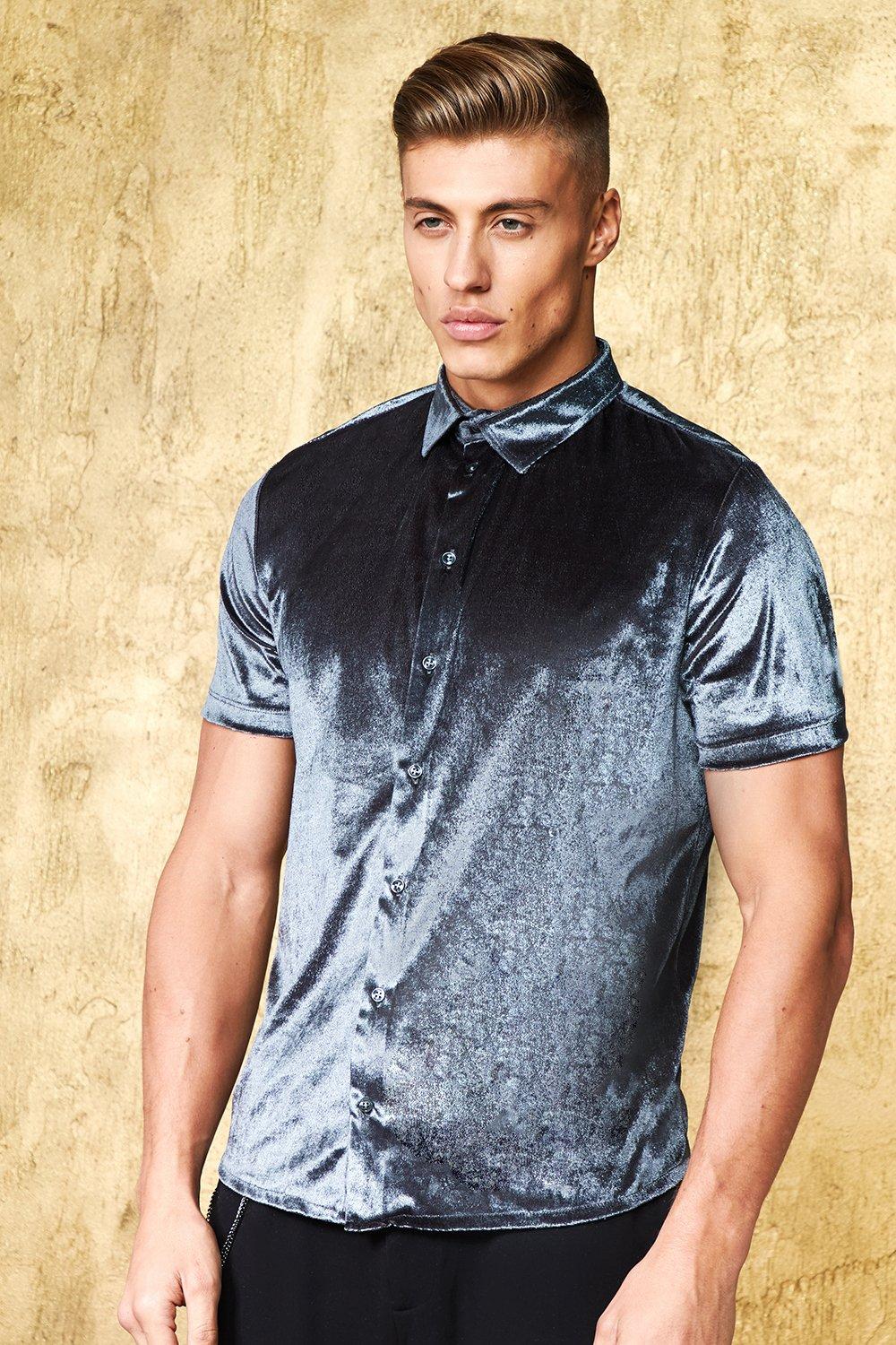 Short Sleeve Velour Shirt | boohooMAN USA