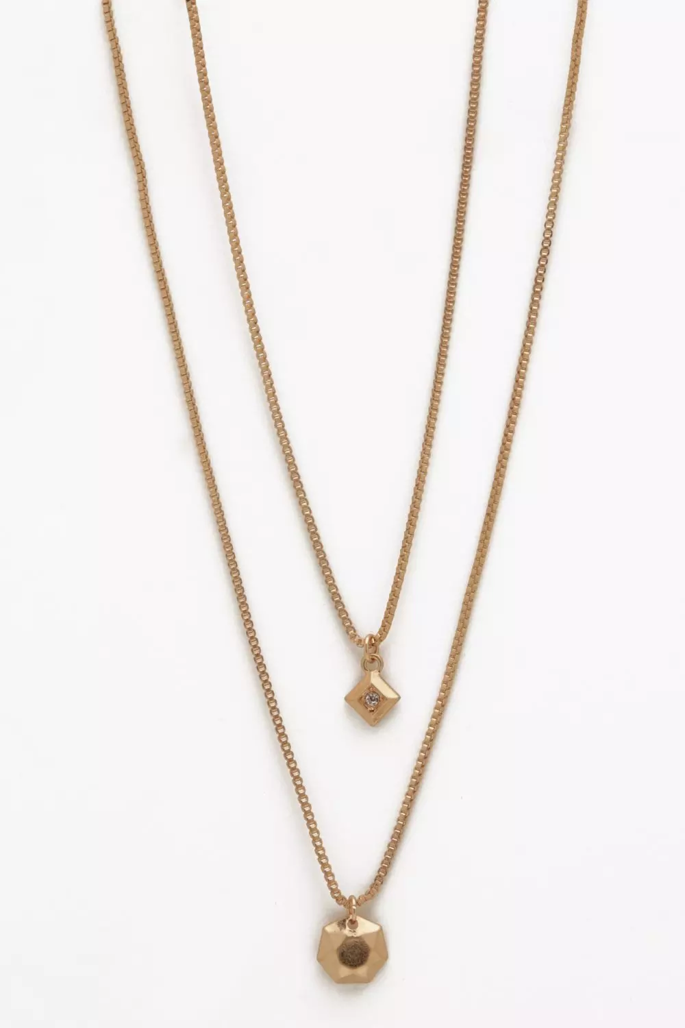 Geo Disc Layer Necklace Gold
