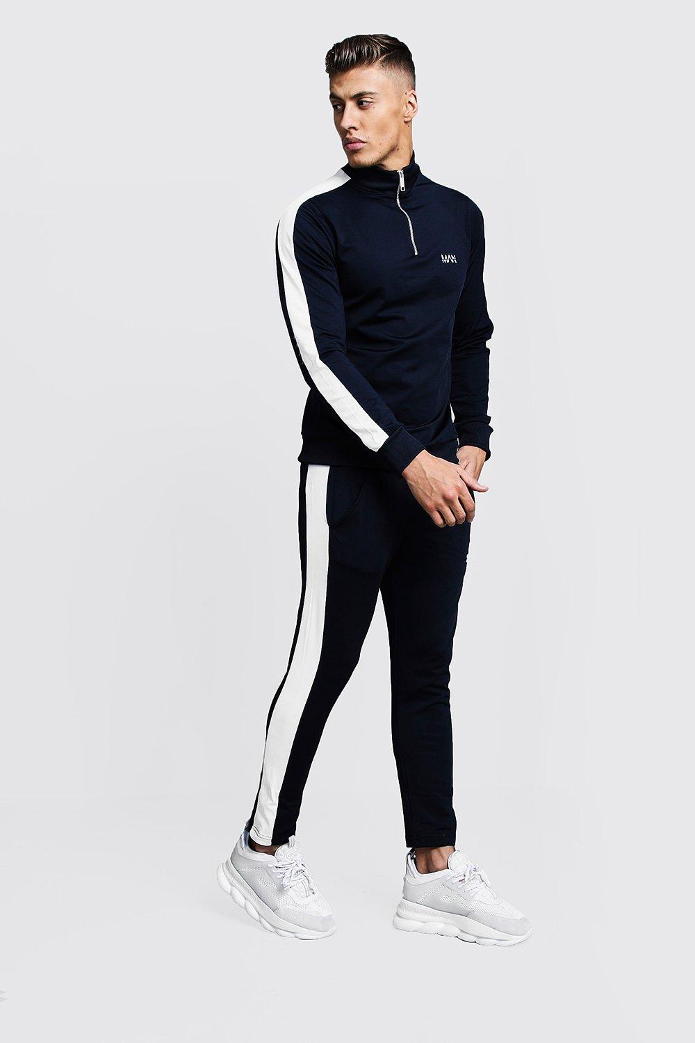 boohooman navy tracksuit