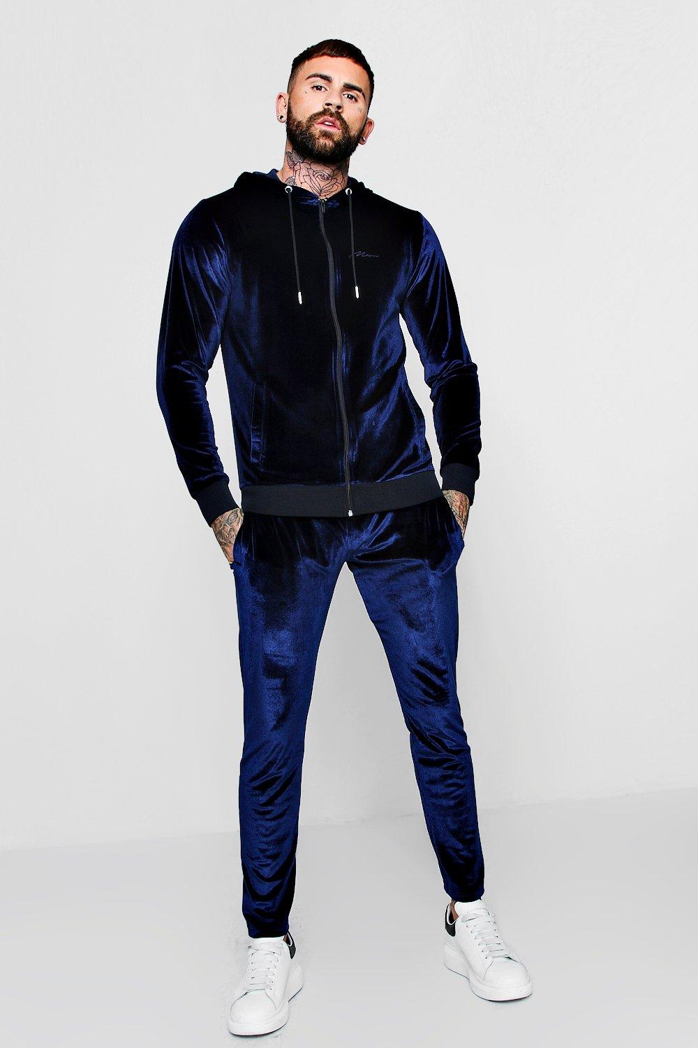 navy velour tracksuit