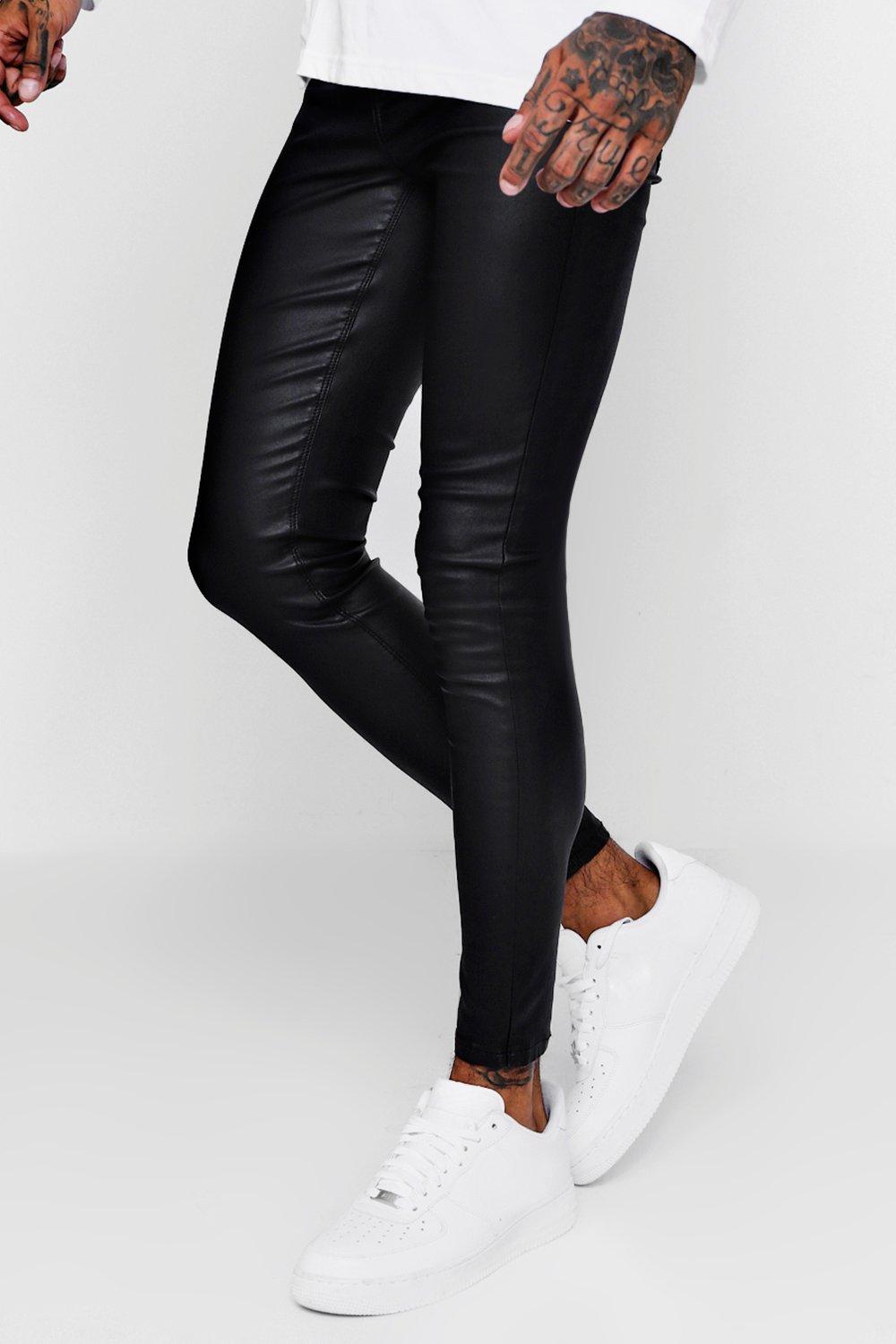 mens coated skinny jeans