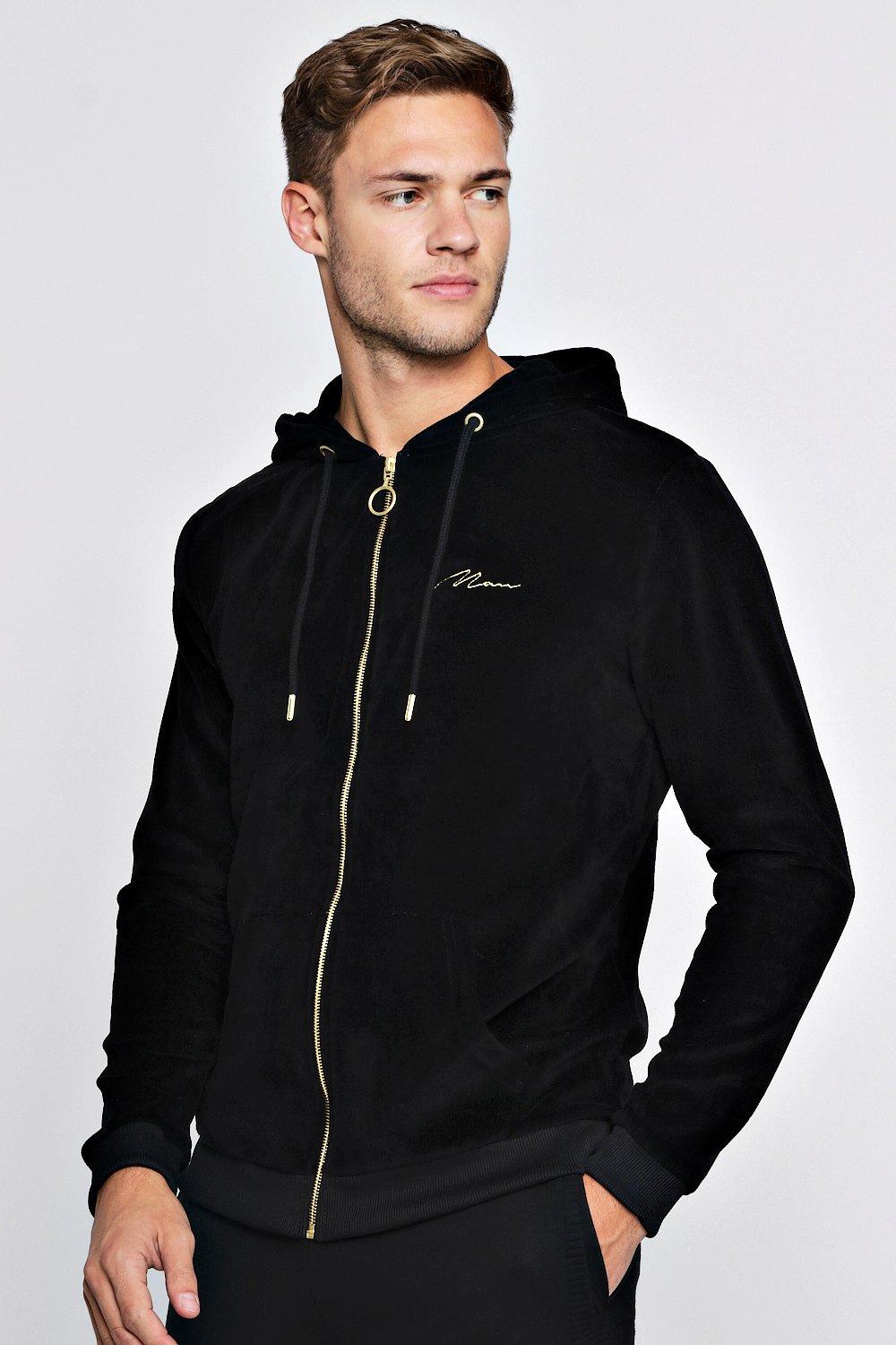 mens velour zip up hoodie