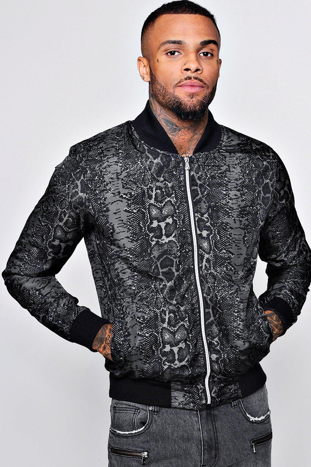 Mens Snake Skin Style Leather Jacket