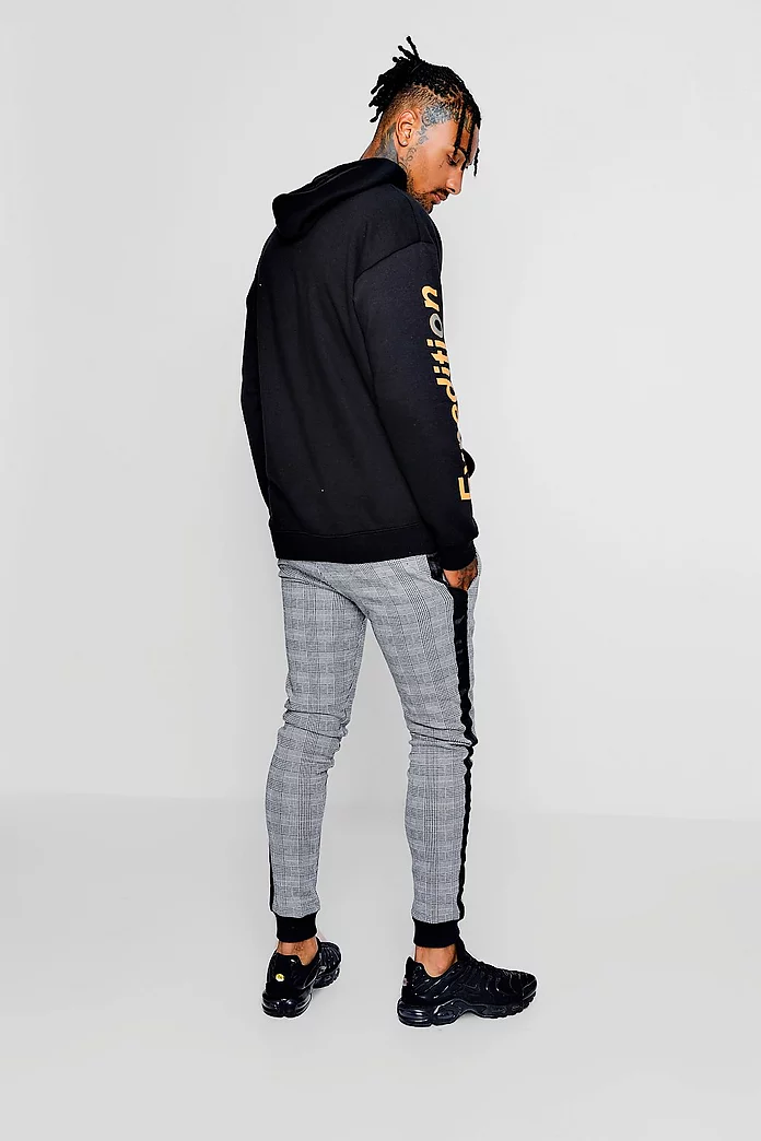Loose Fit Sleeve Print Hoodie | boohooMAN USA Loose Fit Sleeve Print Hoodie | boohooMAN USA