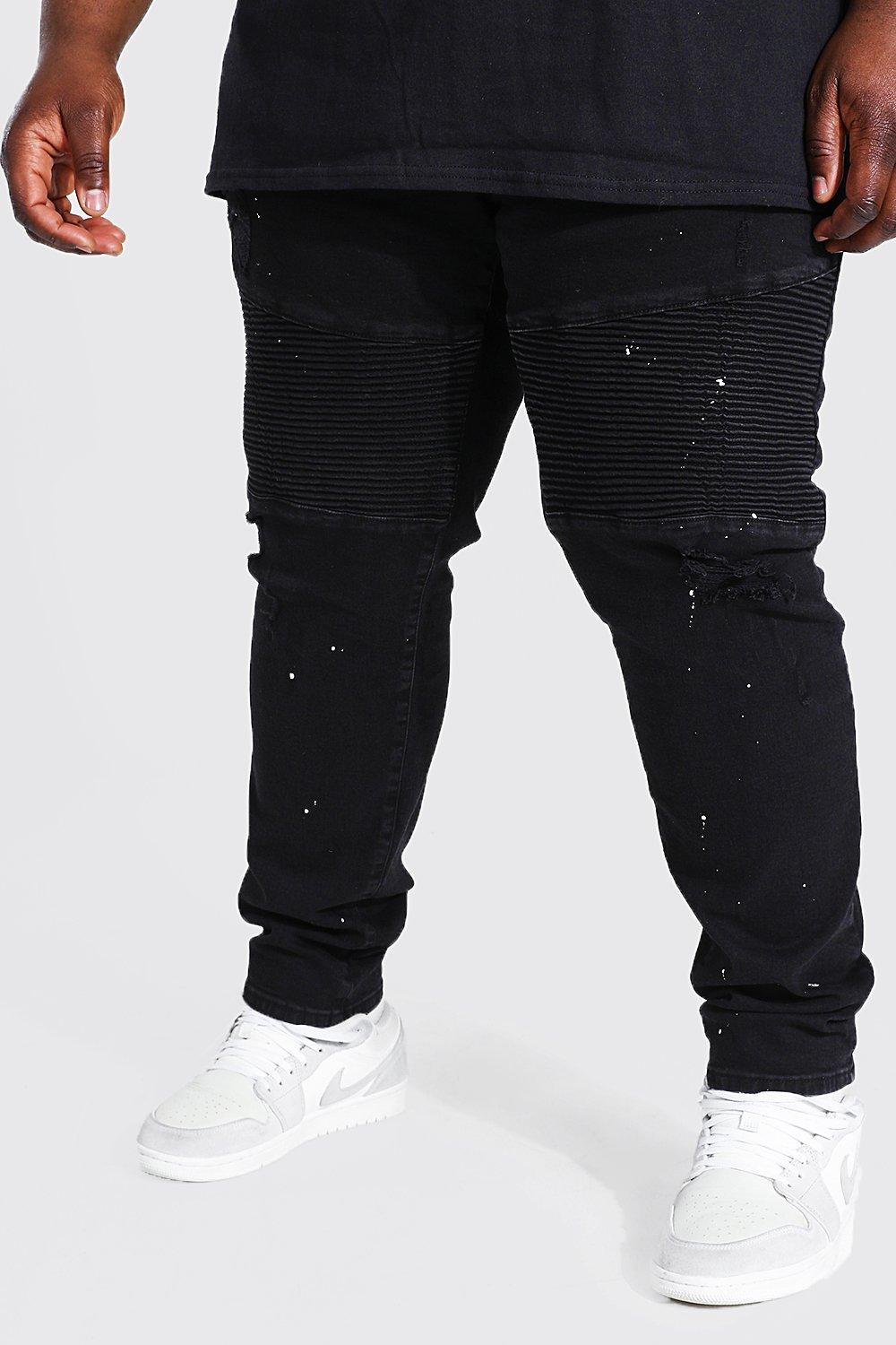 paint splatter biker jeans