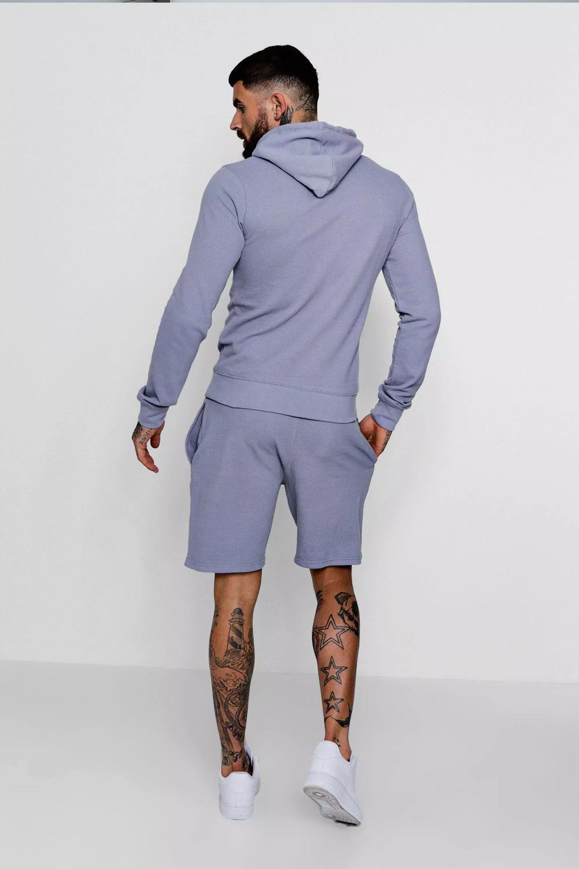 Pique Hooded Short Tracksuit boohooMAN USA