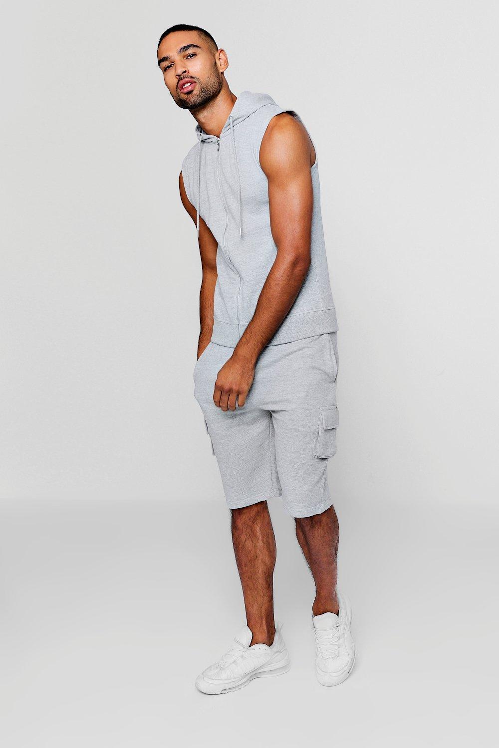 Sleeveless Hoodie Cargo Short Tracksuit