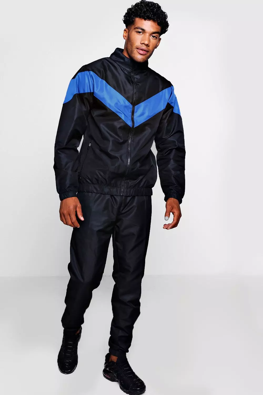 Shell Tracksuit With Contrast Panel boohooMAN UK