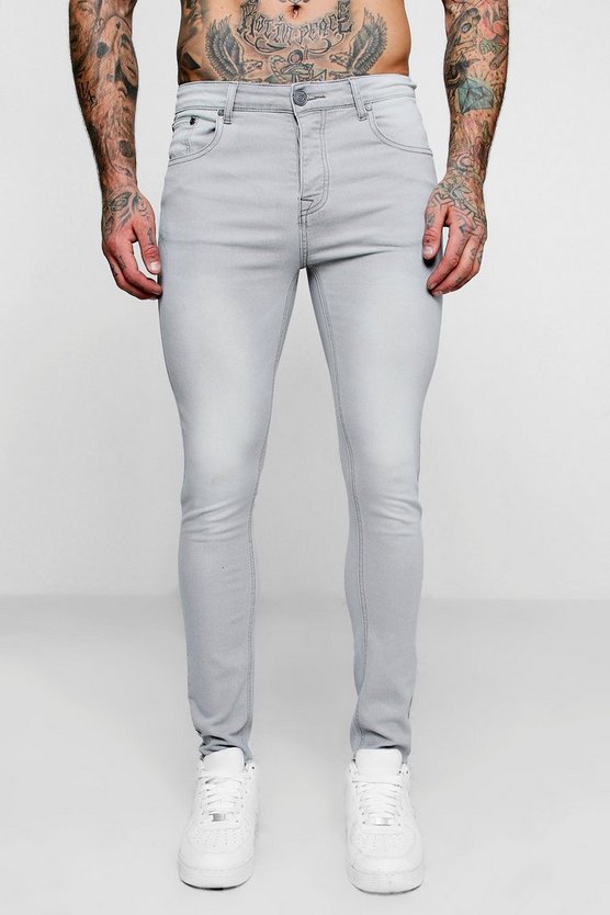 Super Skinny Pale Grey Denim Jeans - boohooMAN