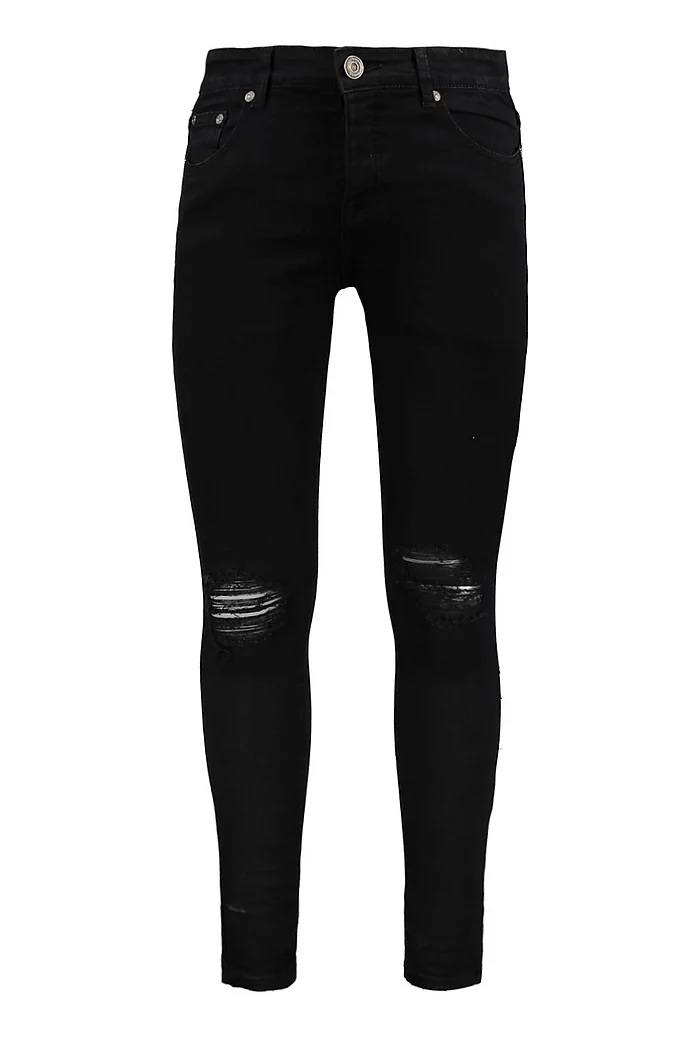 Spray On Skinny Jeans With Ripped Knees | boohooMAN UK Spray On Skinny Jeans With Ripped Knees | boohooMAN UK