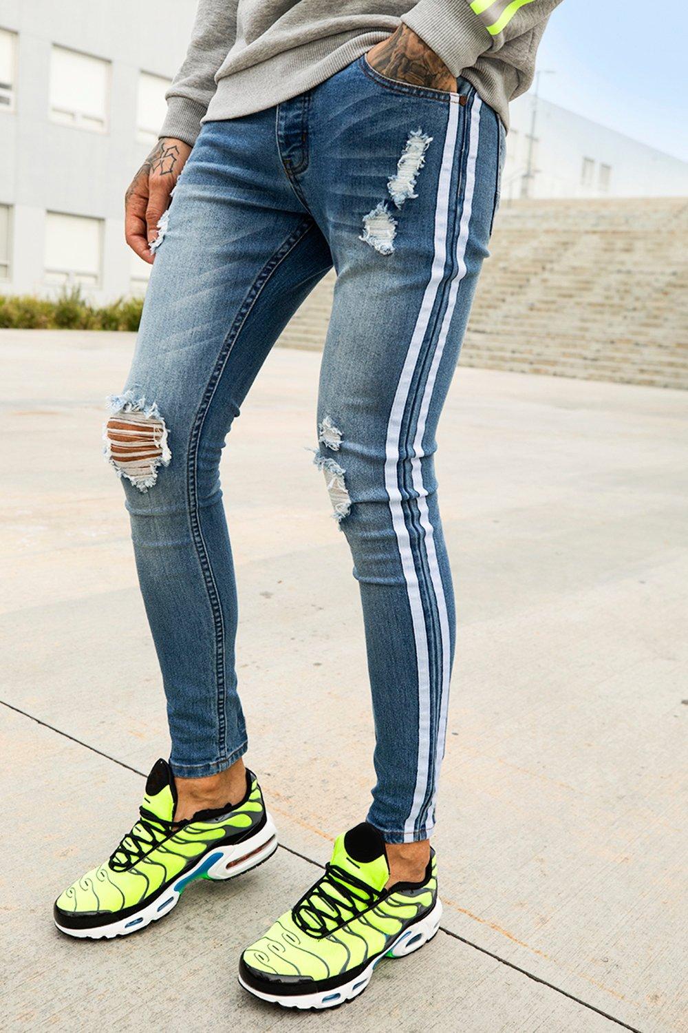 jeans with side tape