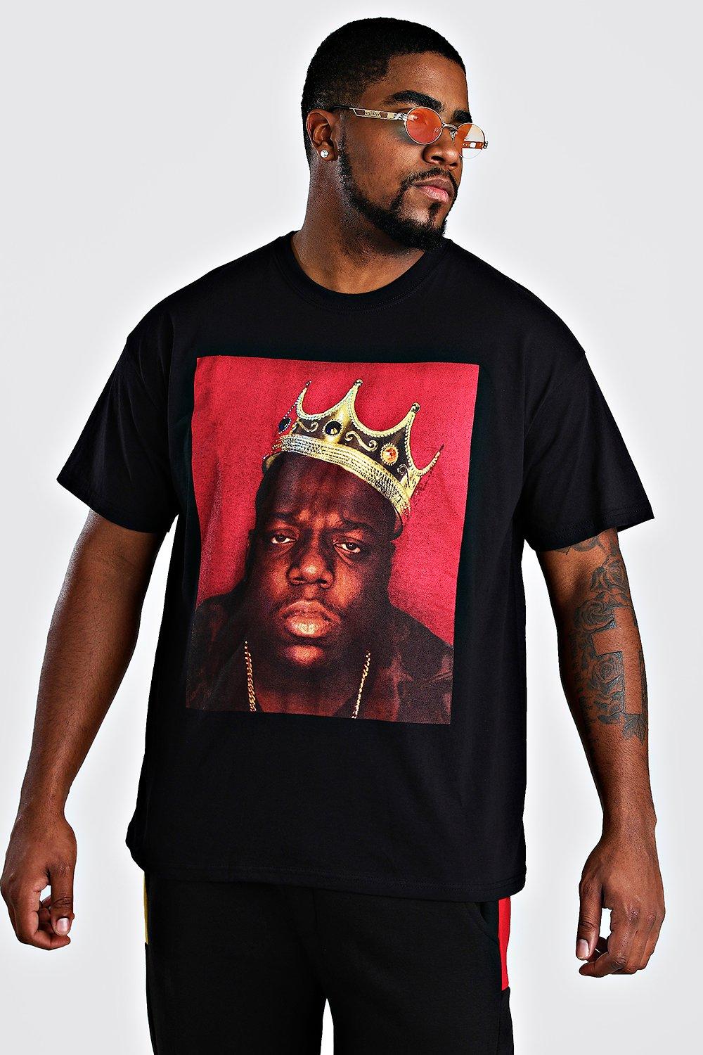 BoohooMAN Plus Size Notorious Big Chest Print License T-shirt in