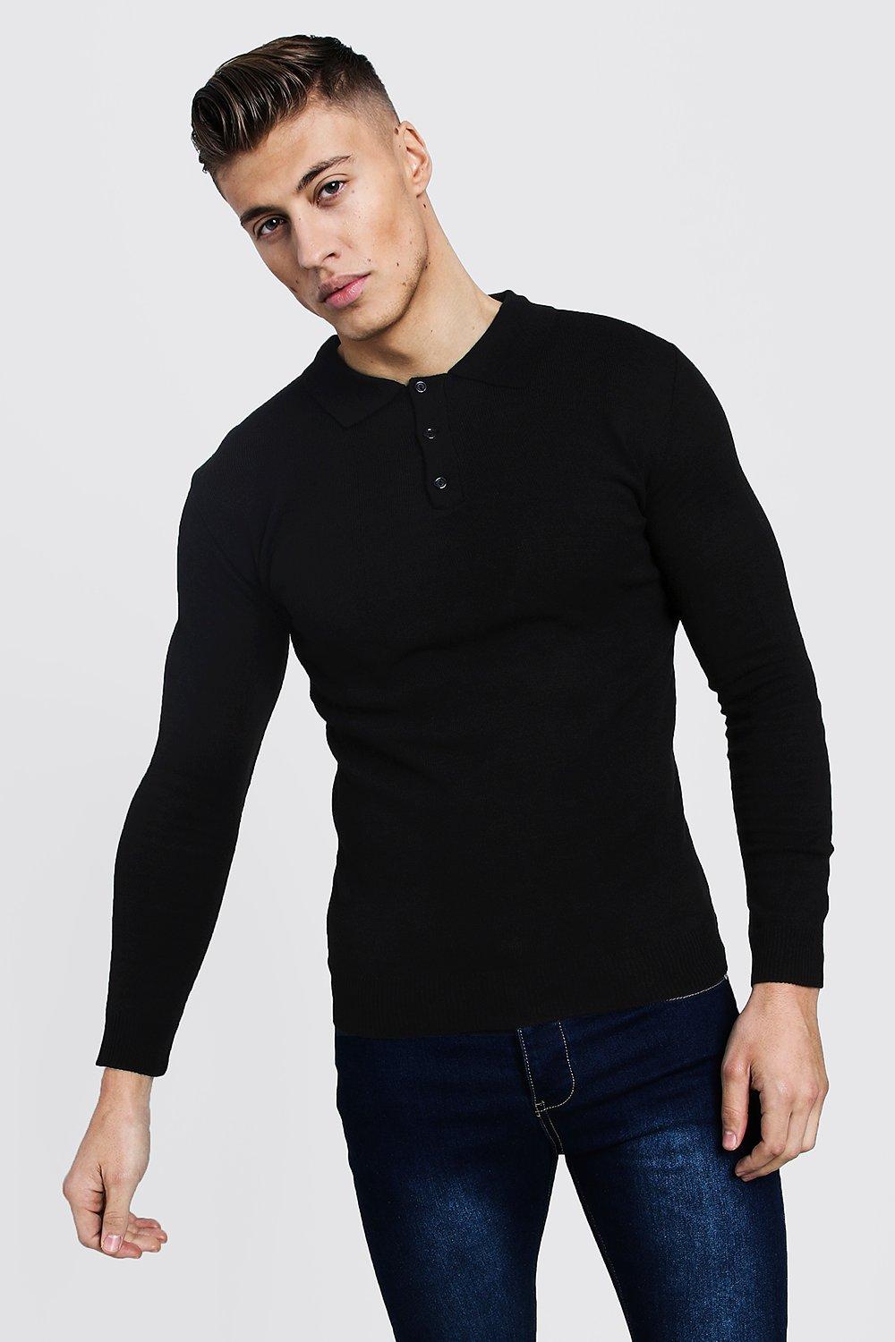 long sleeve knitted polo