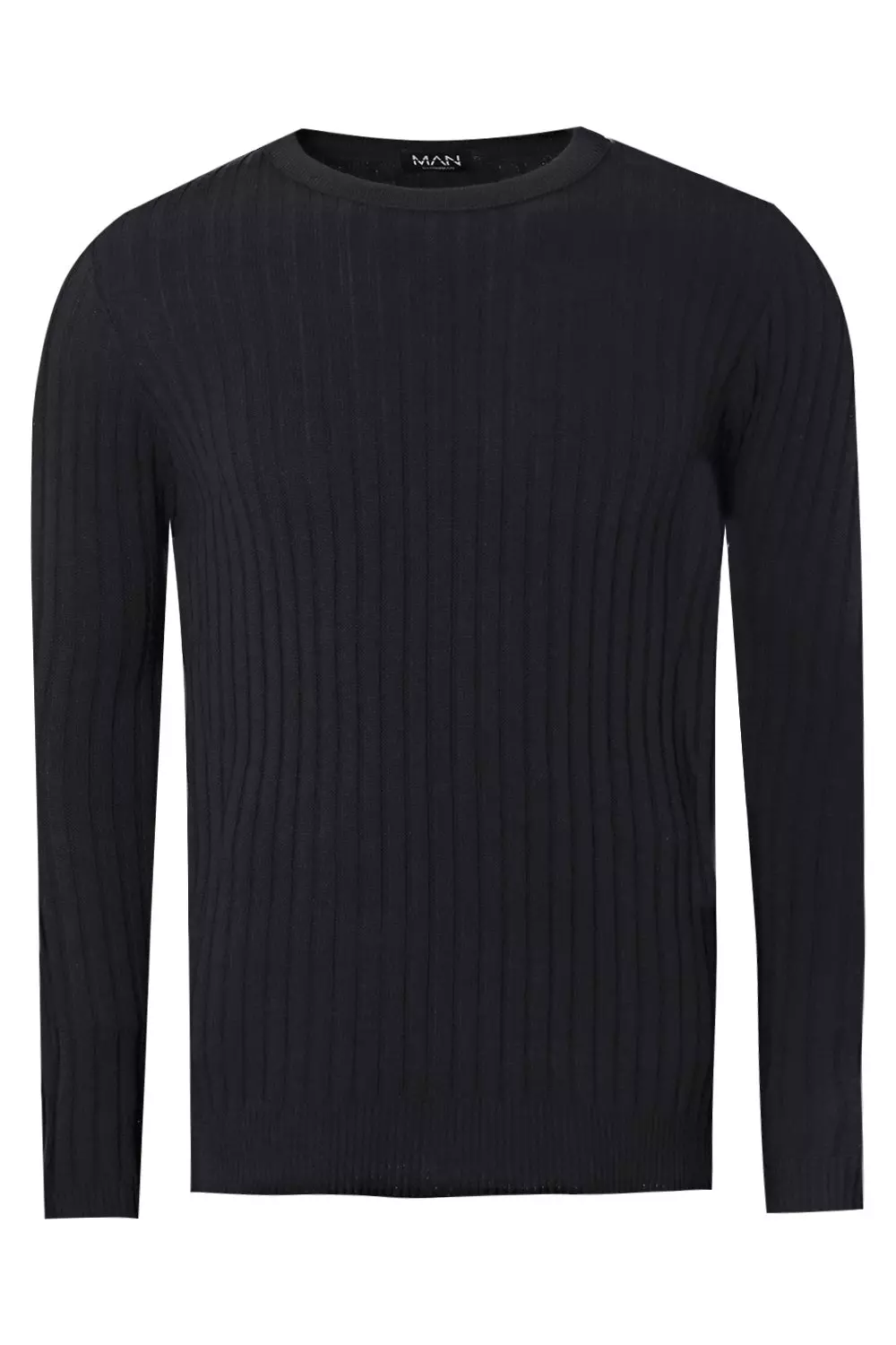 Muscle Fit Ribbed Crew Neck Jumper alternative image