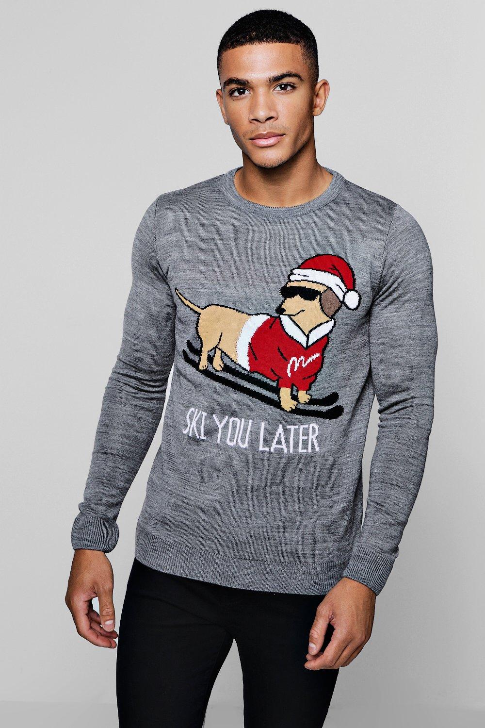 Grey Sausage Dog Christmas Jumper 