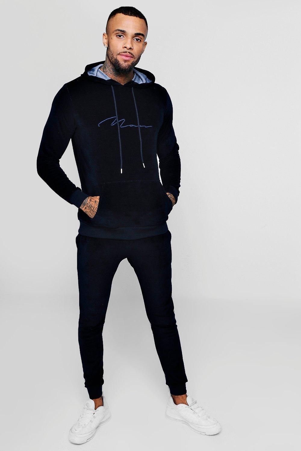 boohooman navy tracksuit