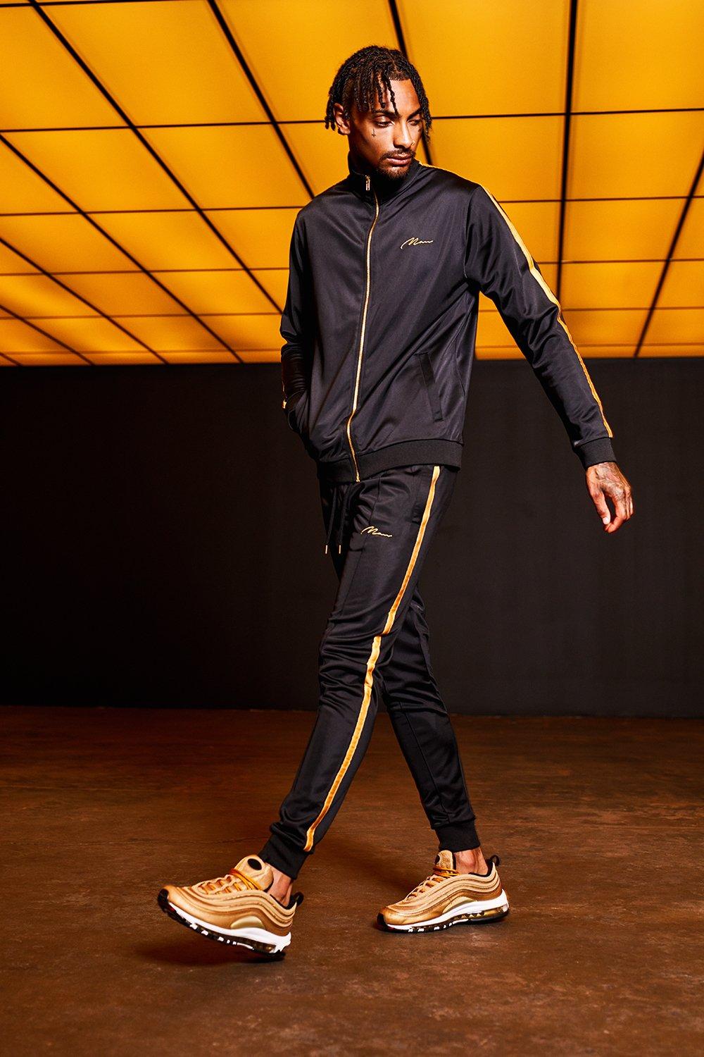 boohooman tracksuit black