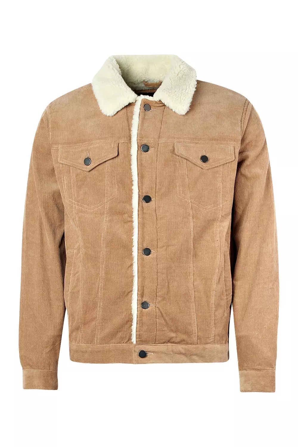 Corduroy Trucker Jacket With Borg Collar | boohooMAN UK