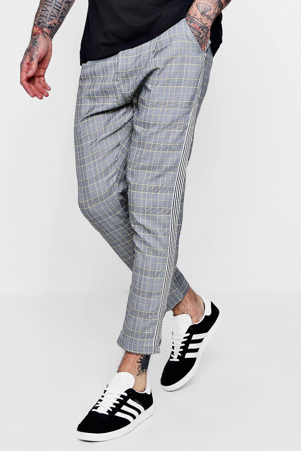 mens smart checked joggers