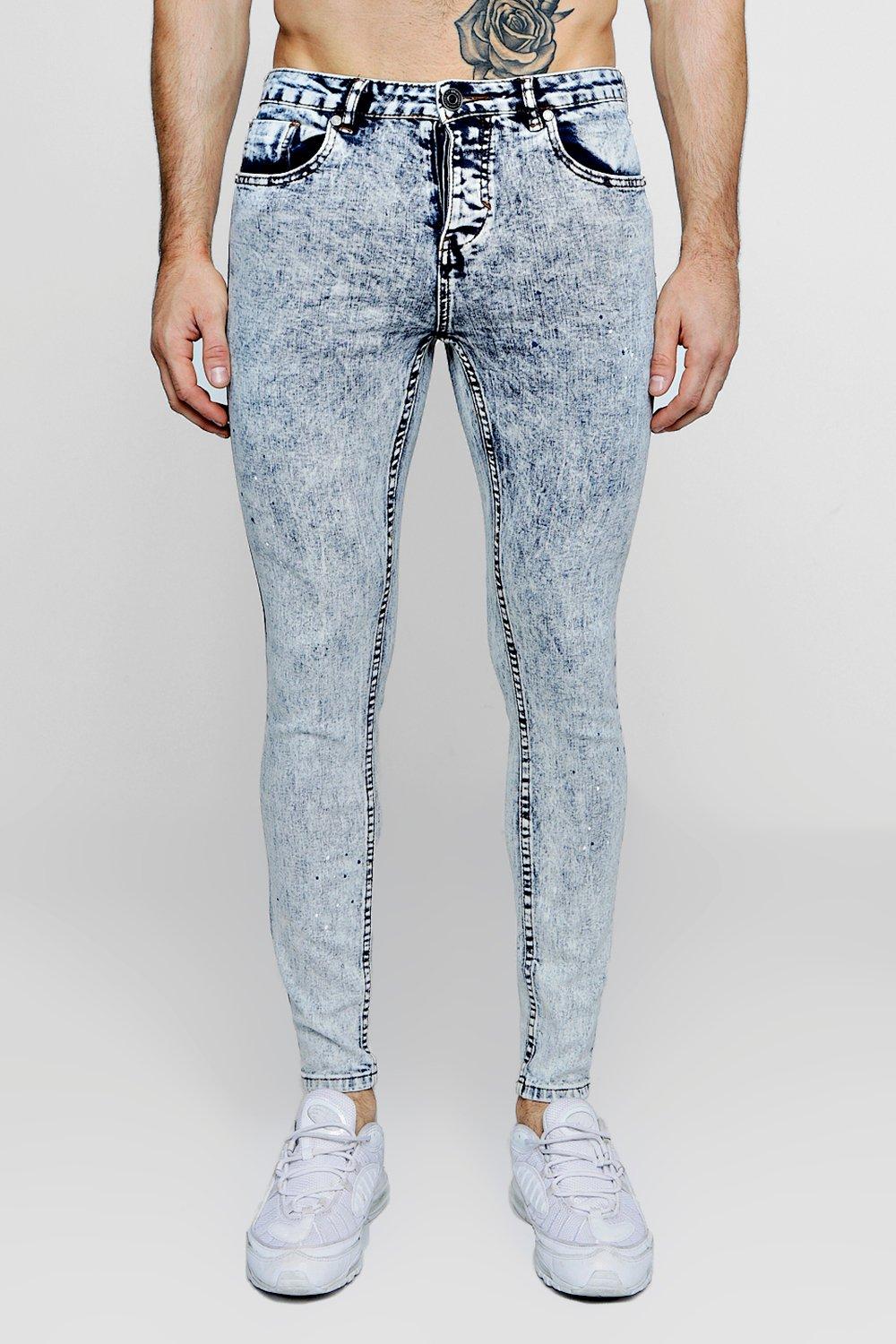 acid wash denim pants