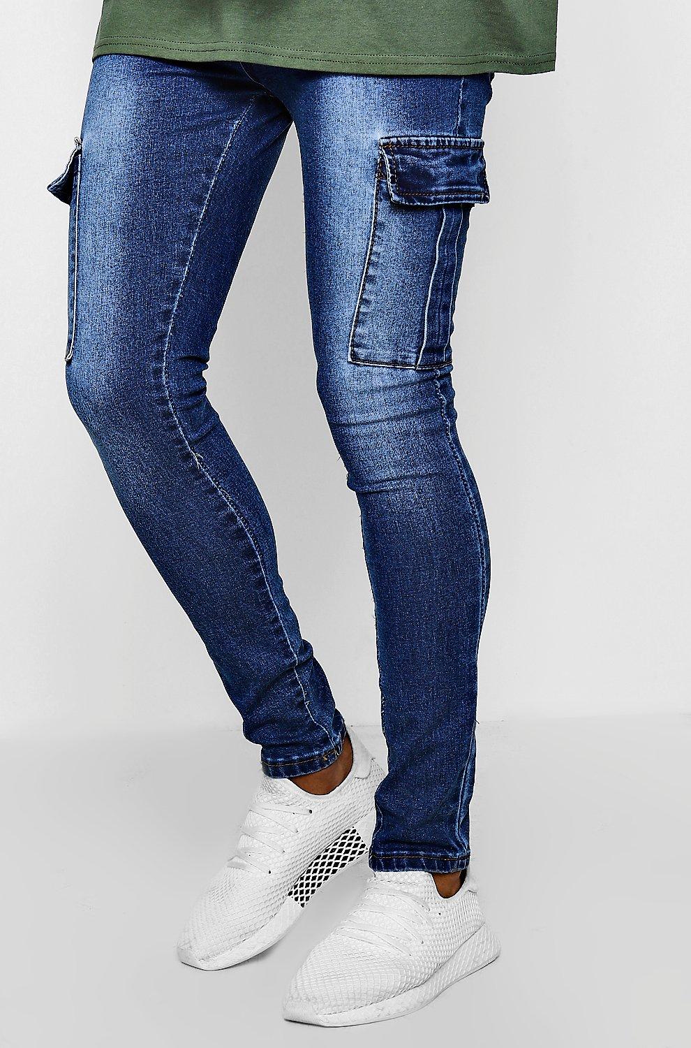 denim jeans with cargo pockets