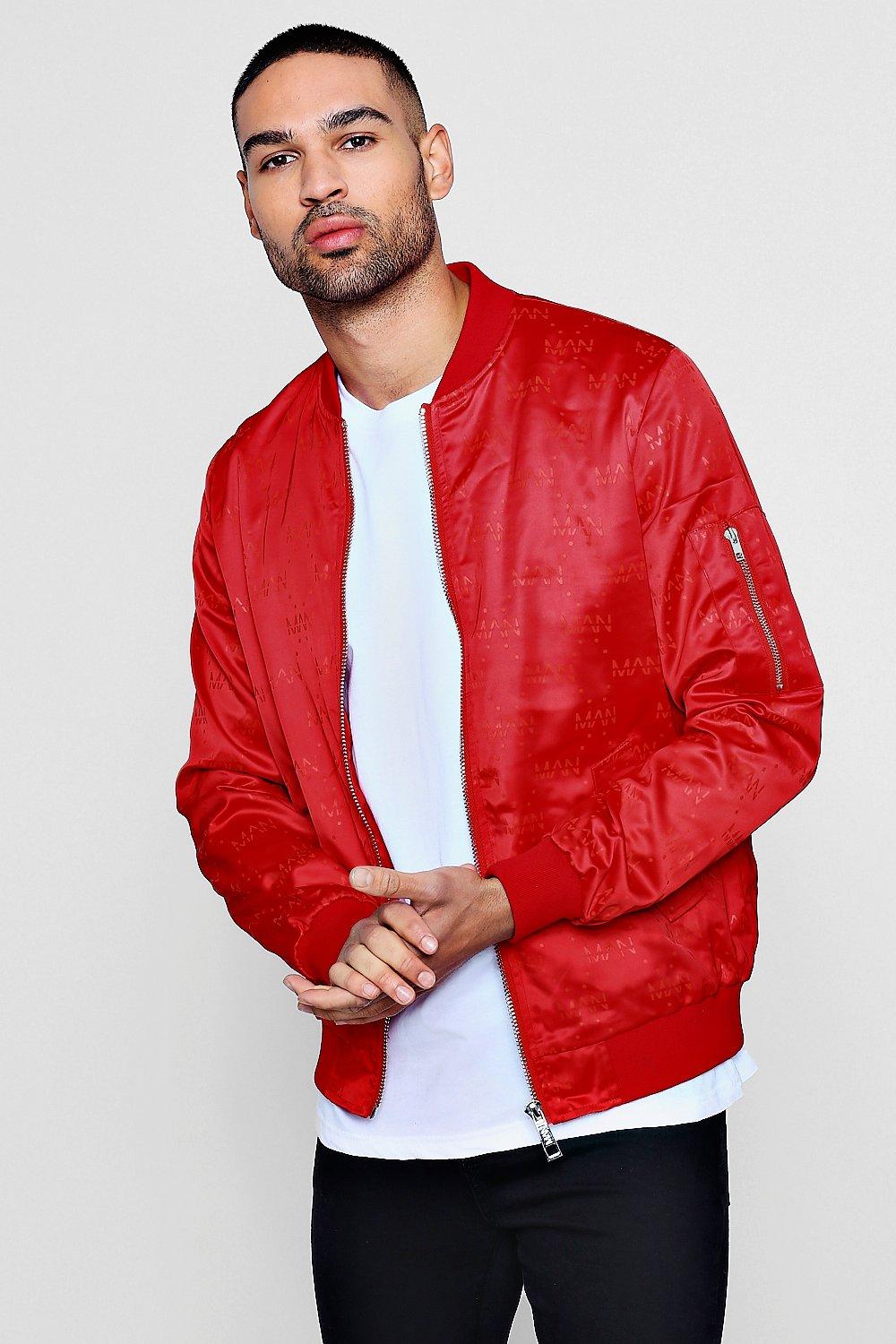 red bomber coat