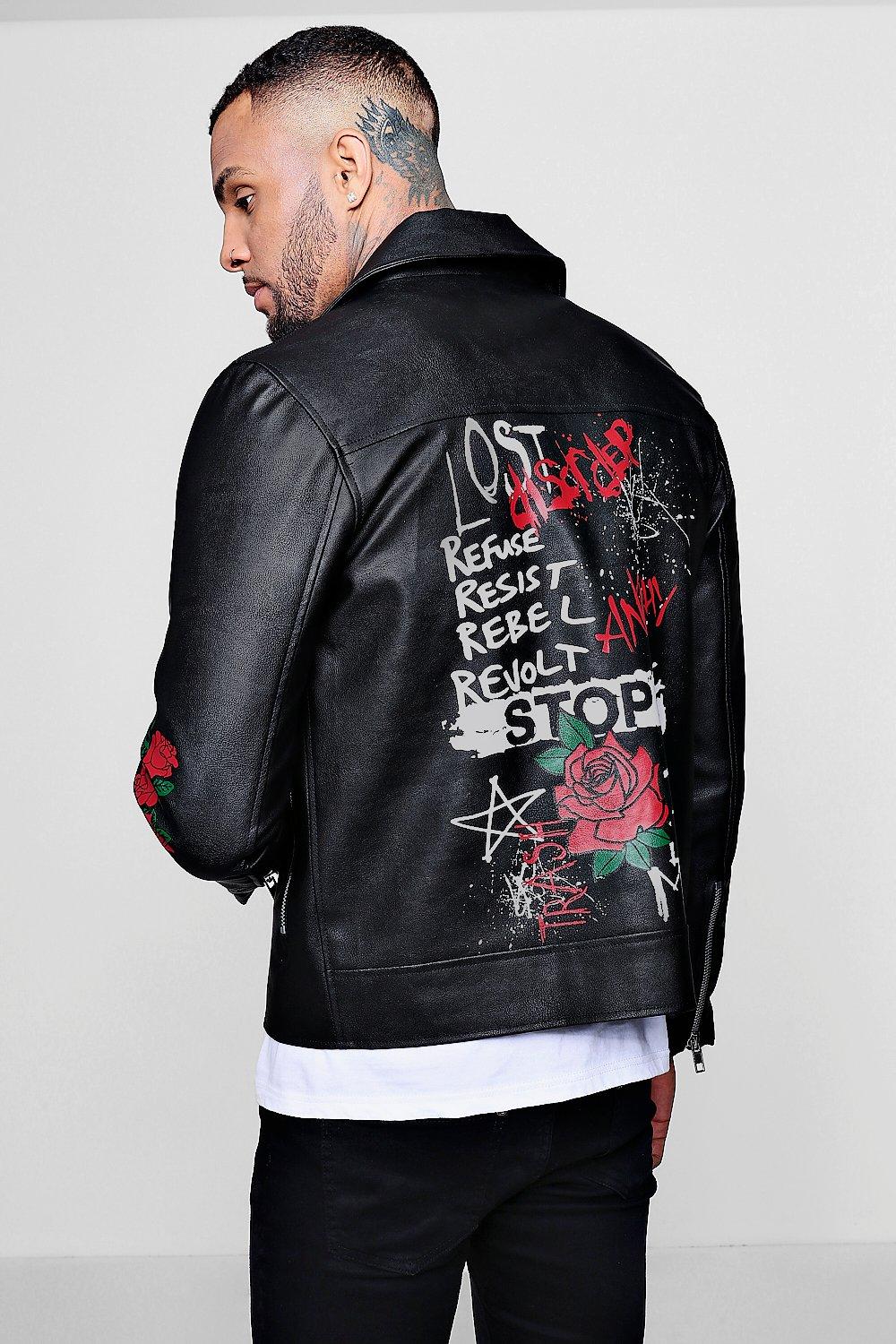 printed leather jacket