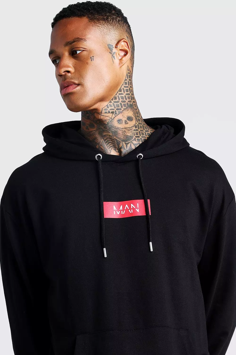 Oversized MAN Red Box Hoodie boohooMAN USA