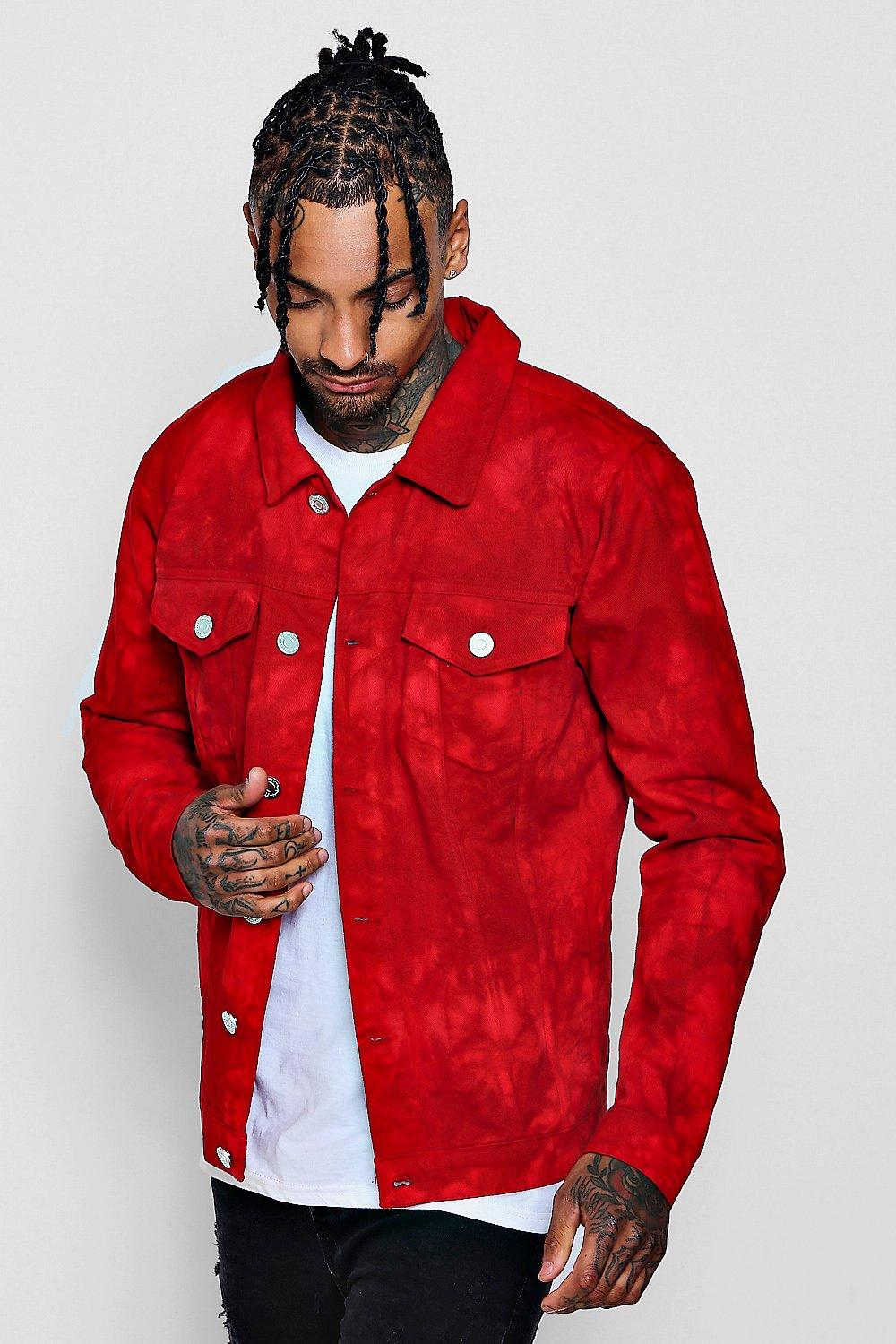 red jean jacket