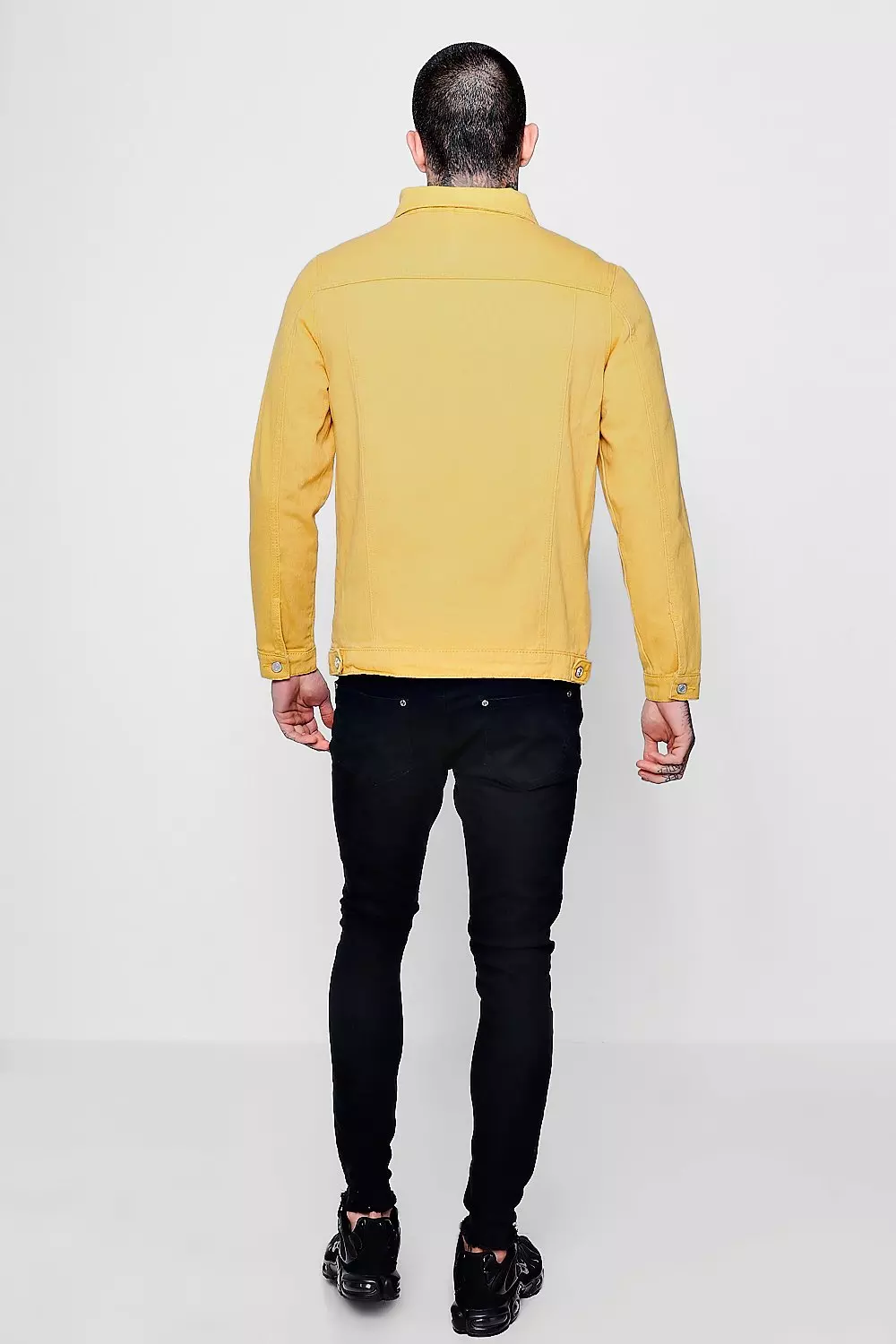 Black and yellow denim jacket best sale