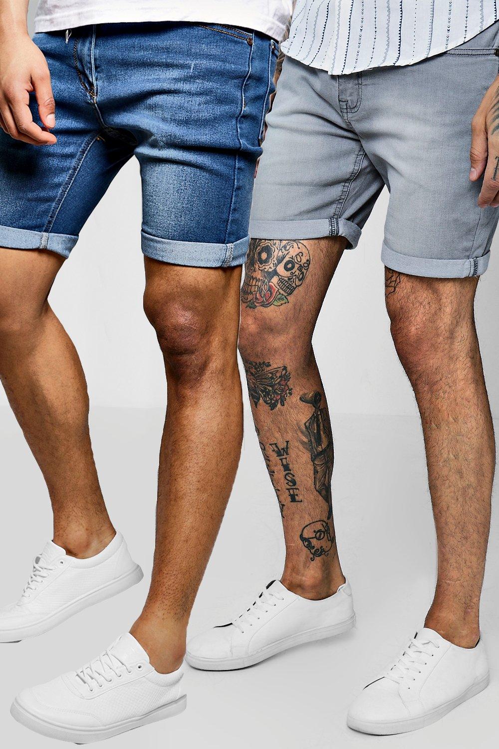 mens slim denim shorts