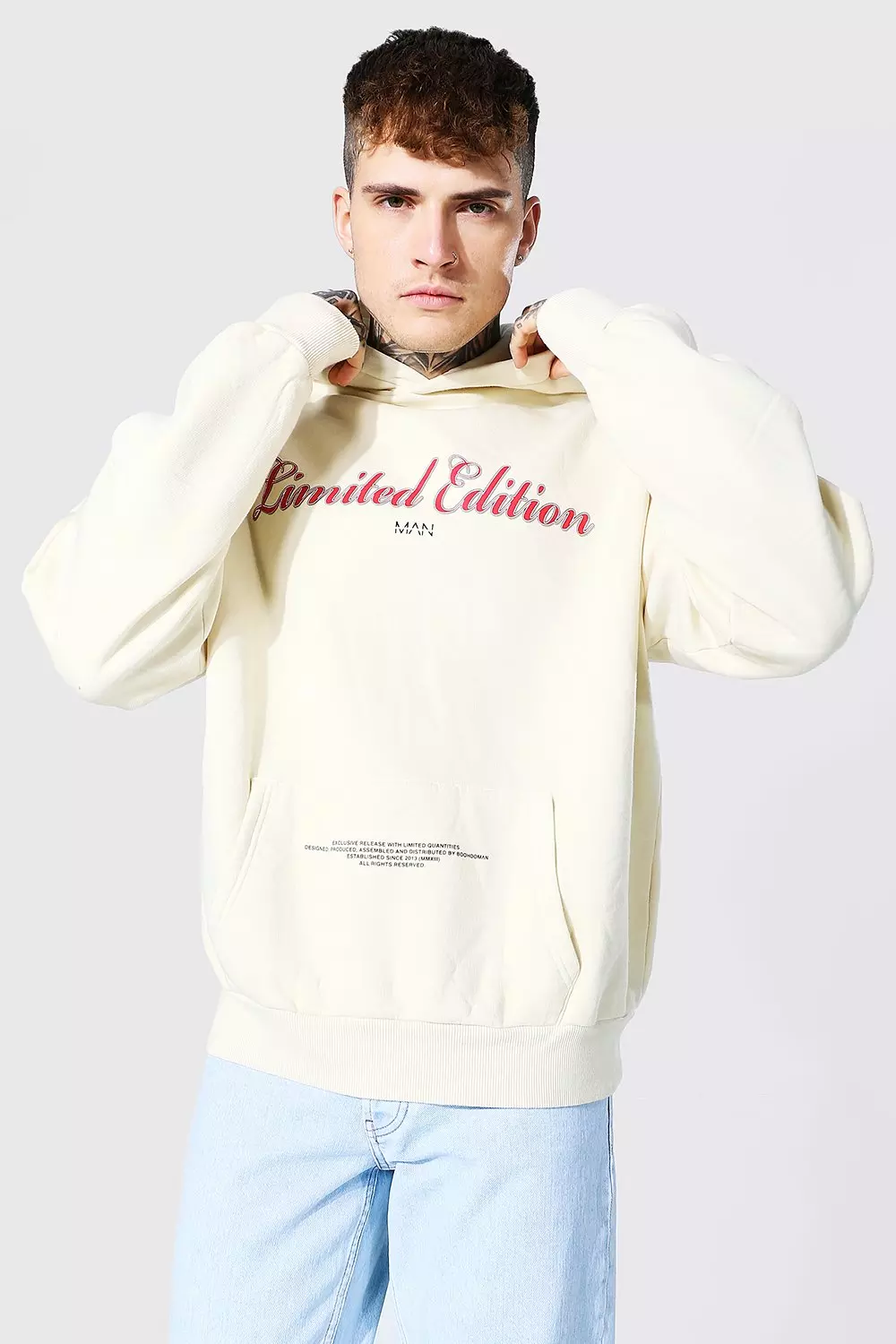 Oversized Original Man Teddy Print Hoodie boohooMAN