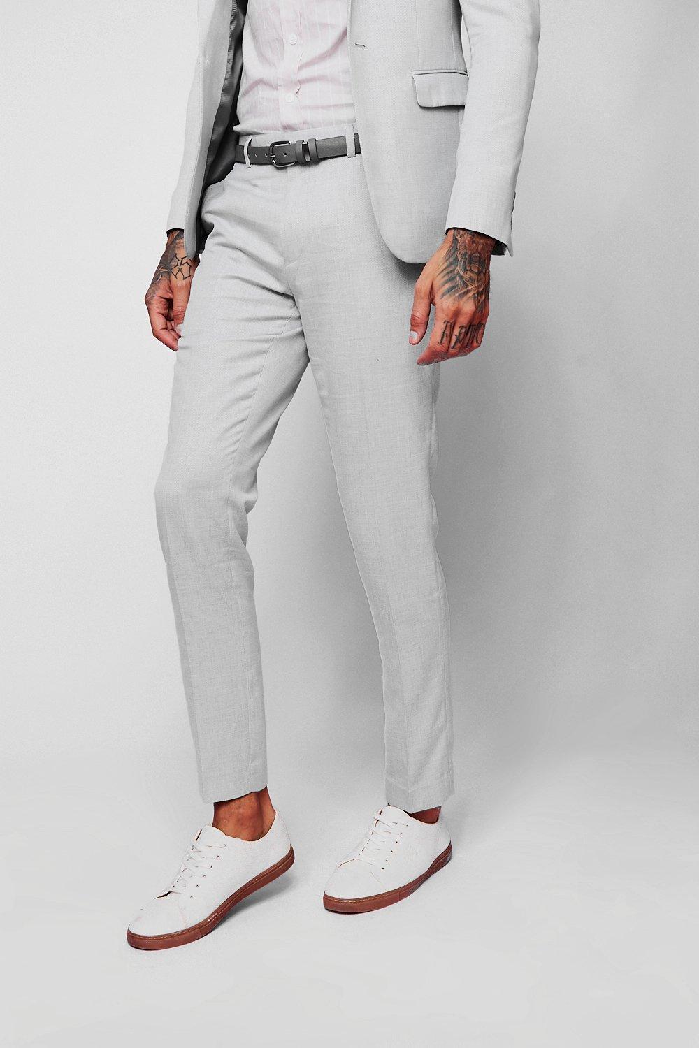 Light Grey Textured Skinny Fit Suit 
