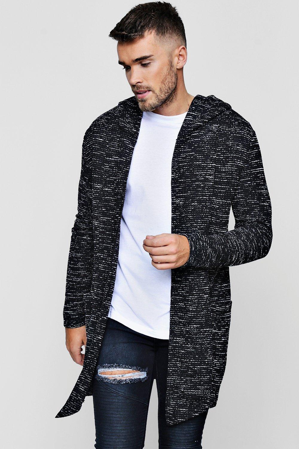 Mens longline hooded clearance cardigan