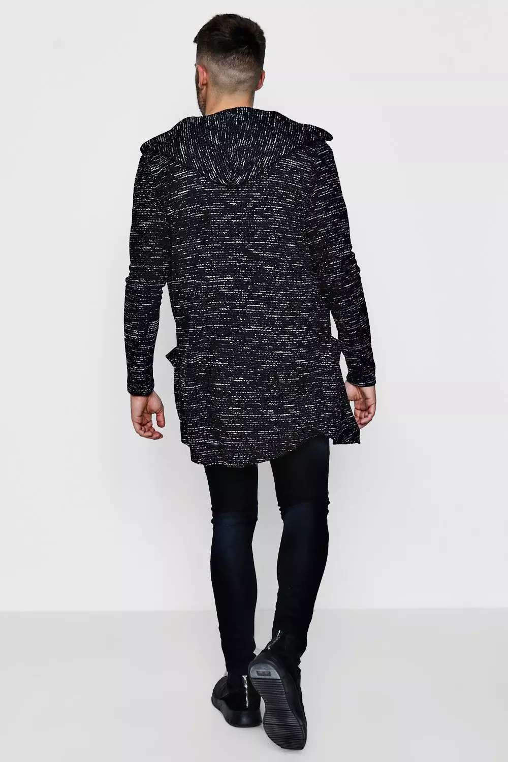 Black Longline Hooded Cardigan alternative image
