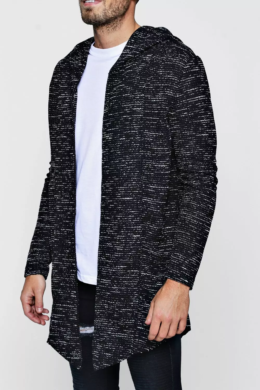 Black Longline Hooded Cardigan alternative image