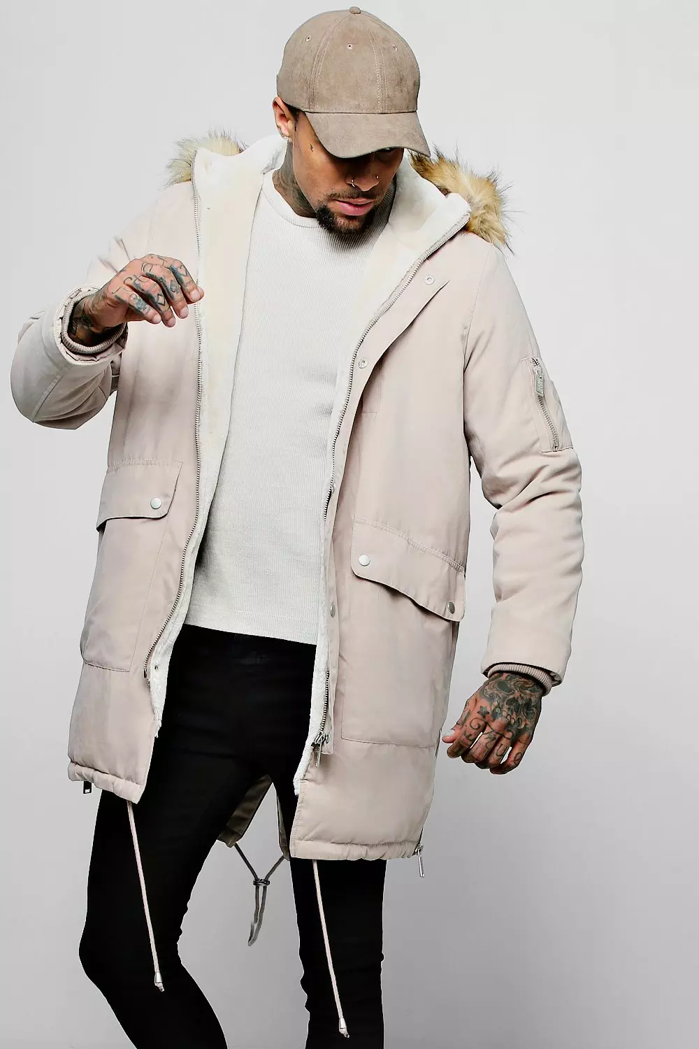 Peached Parka With Faux Fur Split Hood alternative image