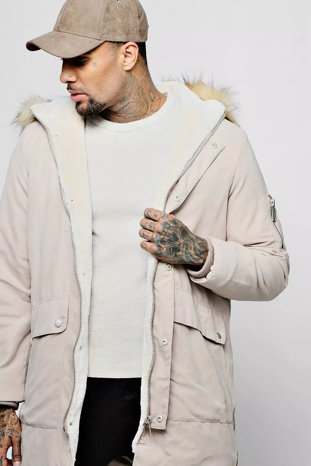 Peached Parka With Faux Fur Split Hood alternative image