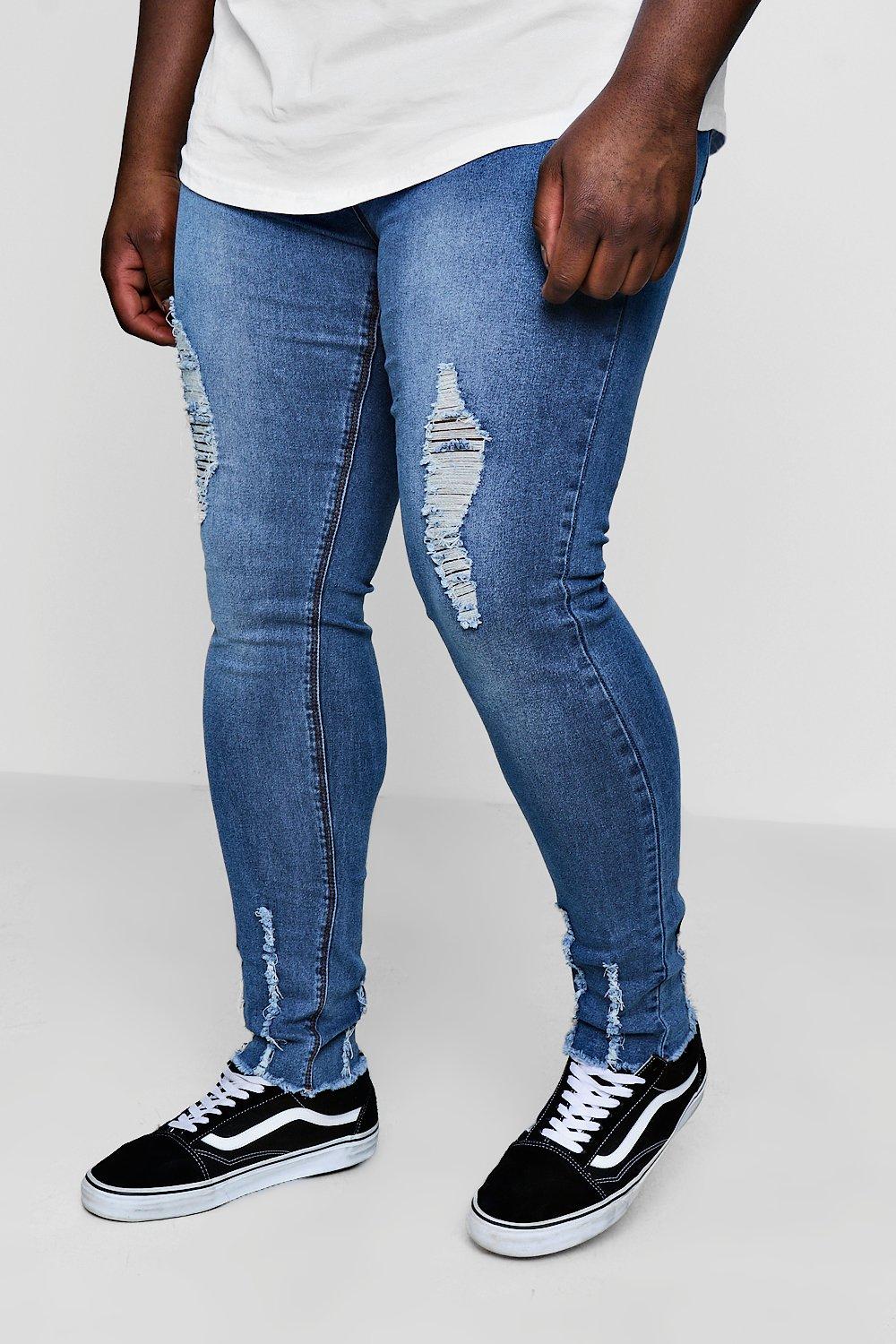 Plus Size Skinny Jeans With Raw Hem 