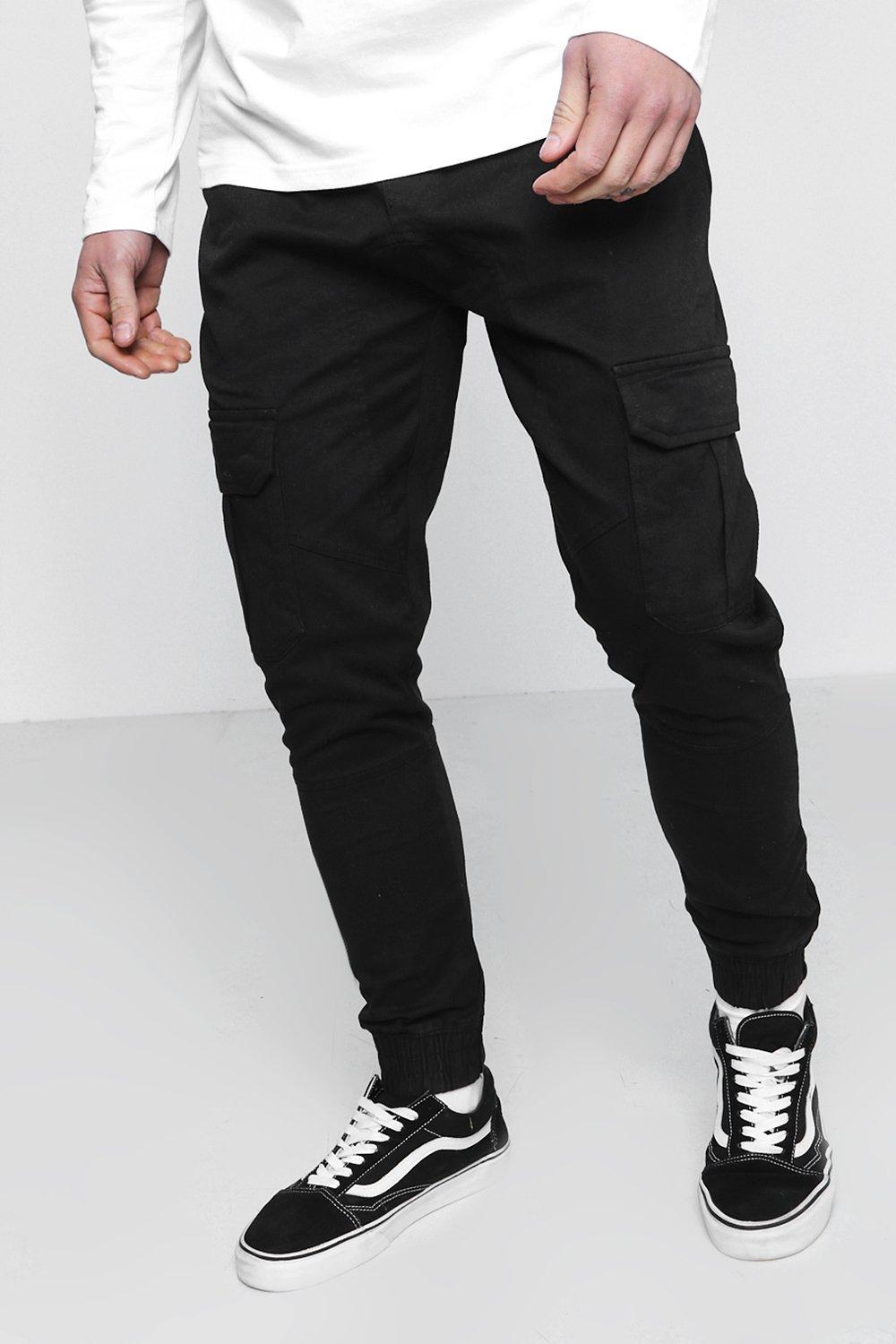 cuffed chinos black